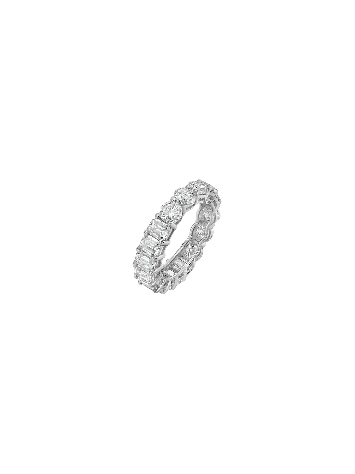 14K DEMI ROUND AND EMERALD CUT ETERNITY BAND IN LAB DIAMOND, 14K WHITE GOLD - Image 2