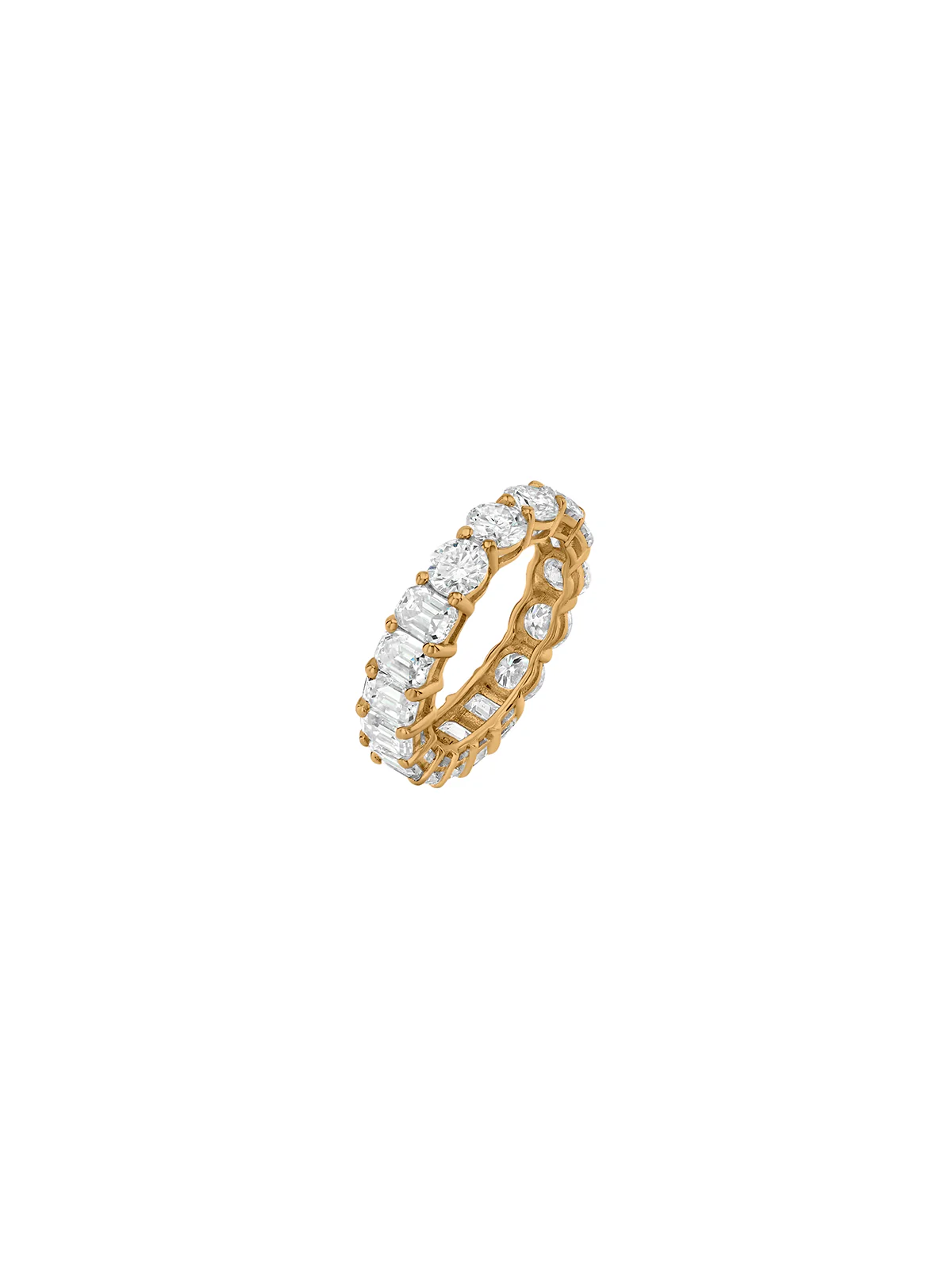 14K DEMI ROUND AND EMERALD CUT ETERNITY BAND IN LAB DIAMOND, 14K YELLOW GOLD - Image 2