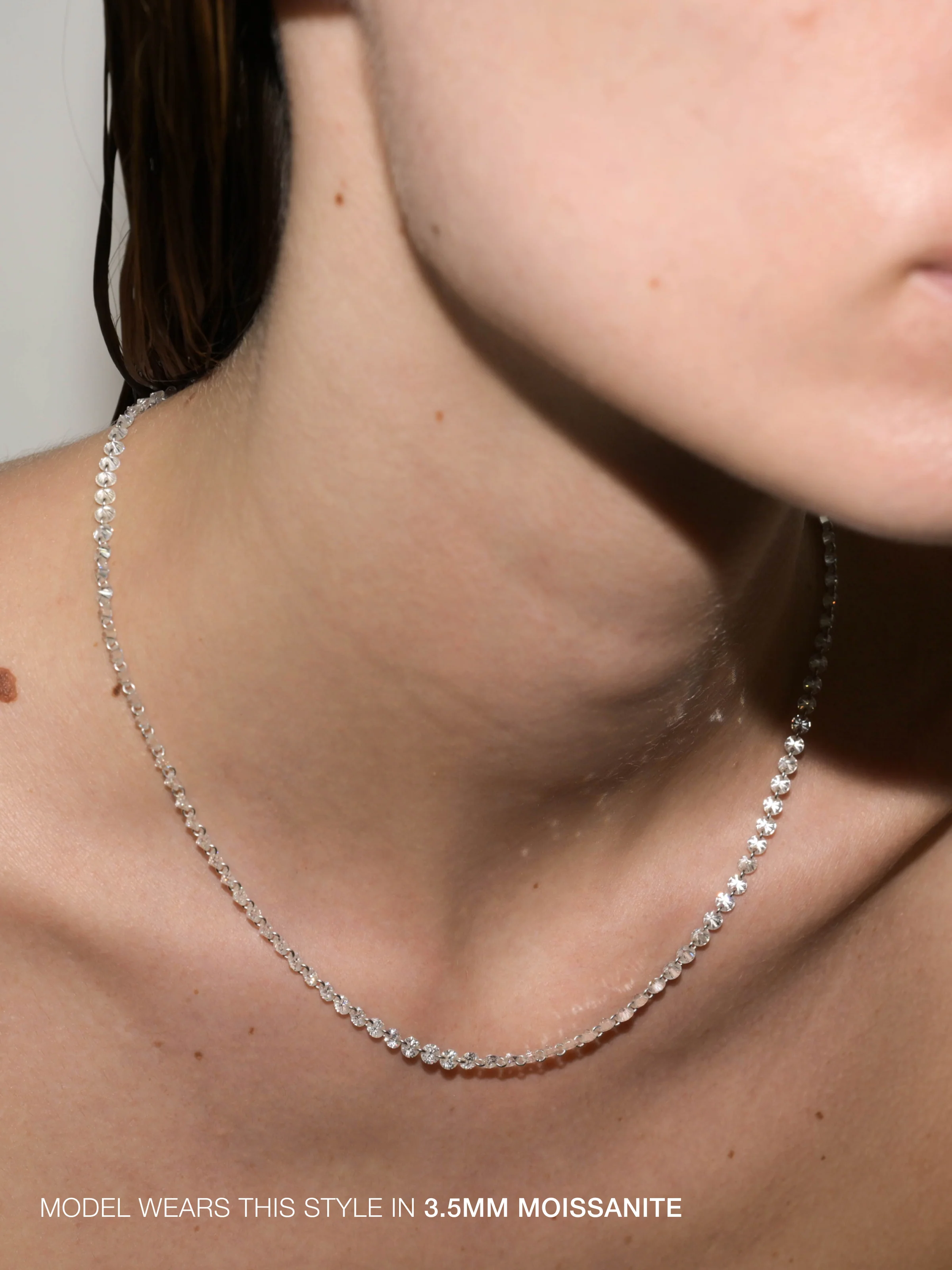 14K FLOATING ETERNITY NECKLACE IN 3.5MM LAB EMERALD, 14K YELLOW GOLD - Image 3
