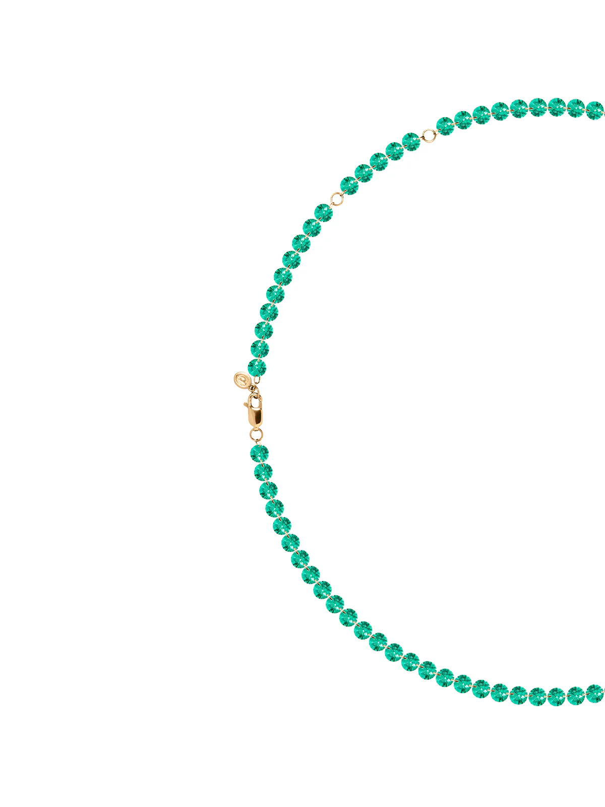 14K FLOATING ETERNITY NECKLACE IN 5MM LAB EMERALD, 14K YELLOW GOLD - Image 2