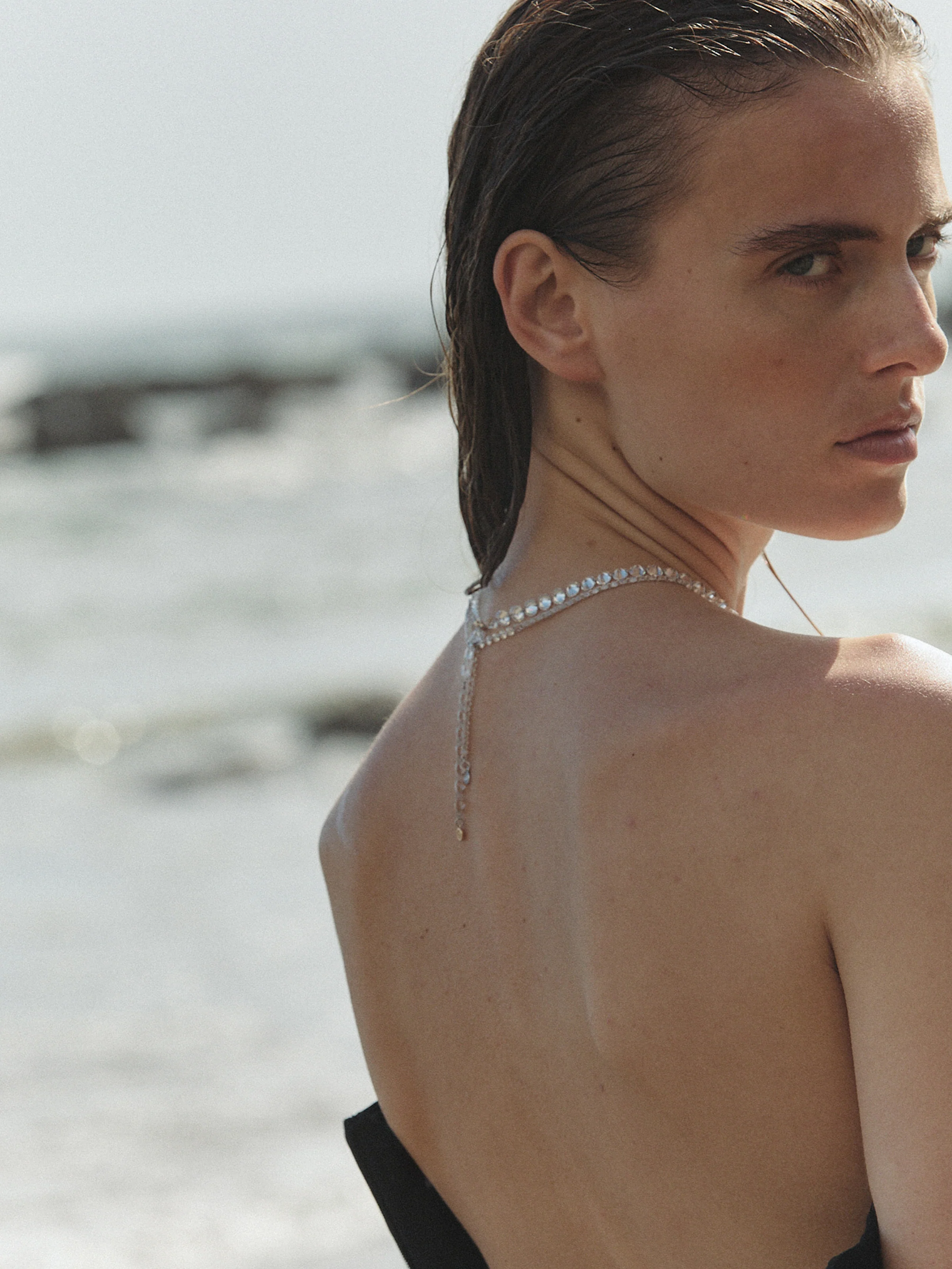 14K FLOATING ETERNITY NECKLACE IN 65 CARATS LAB DIAMOND, 14K YELLOW GOLD - Image 5