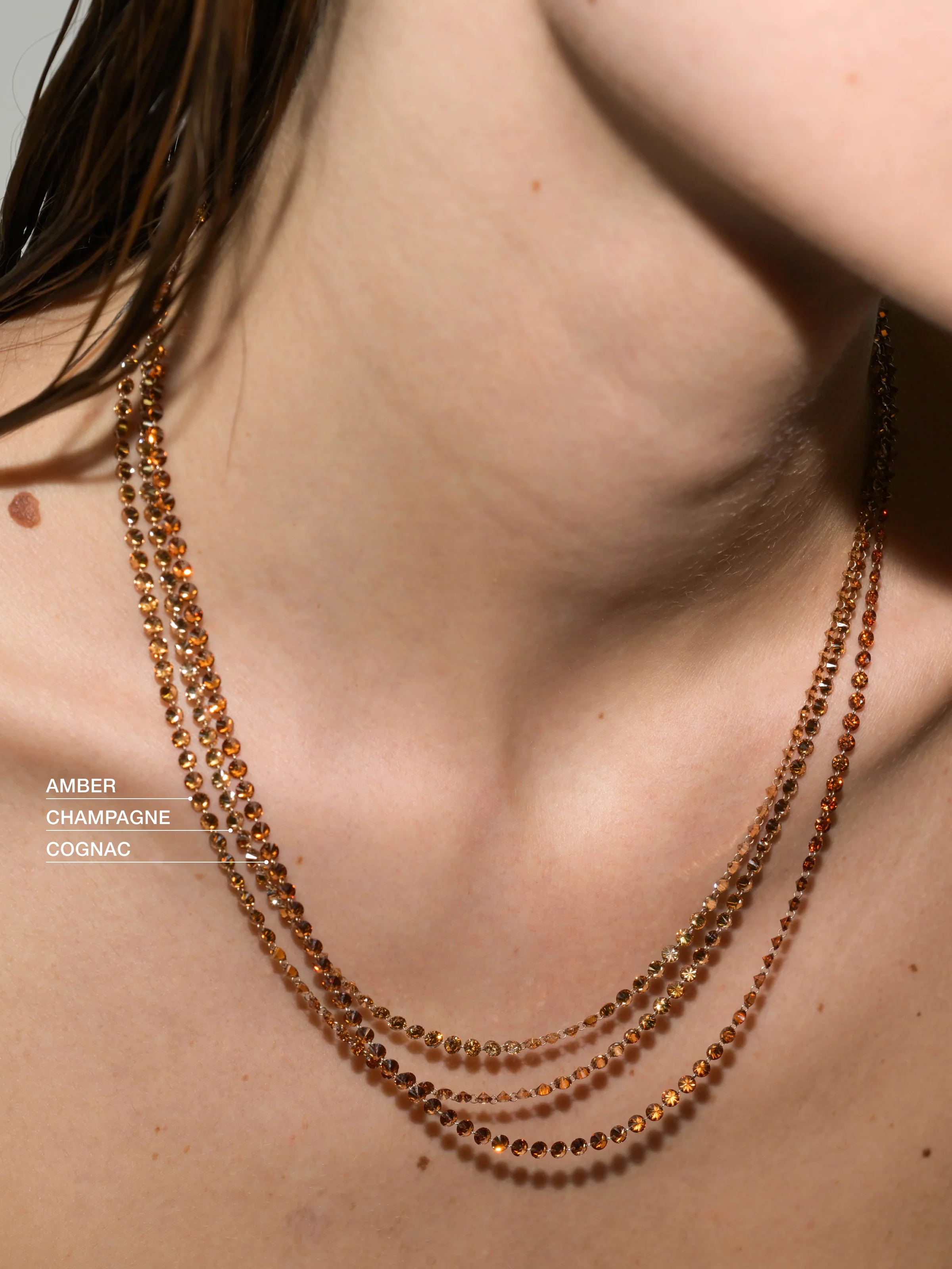 14K FLOATING ETERNITY NECKLACE IN COGNAC LAB DIAMOND, 14K YELLOW GOLD - Image 3