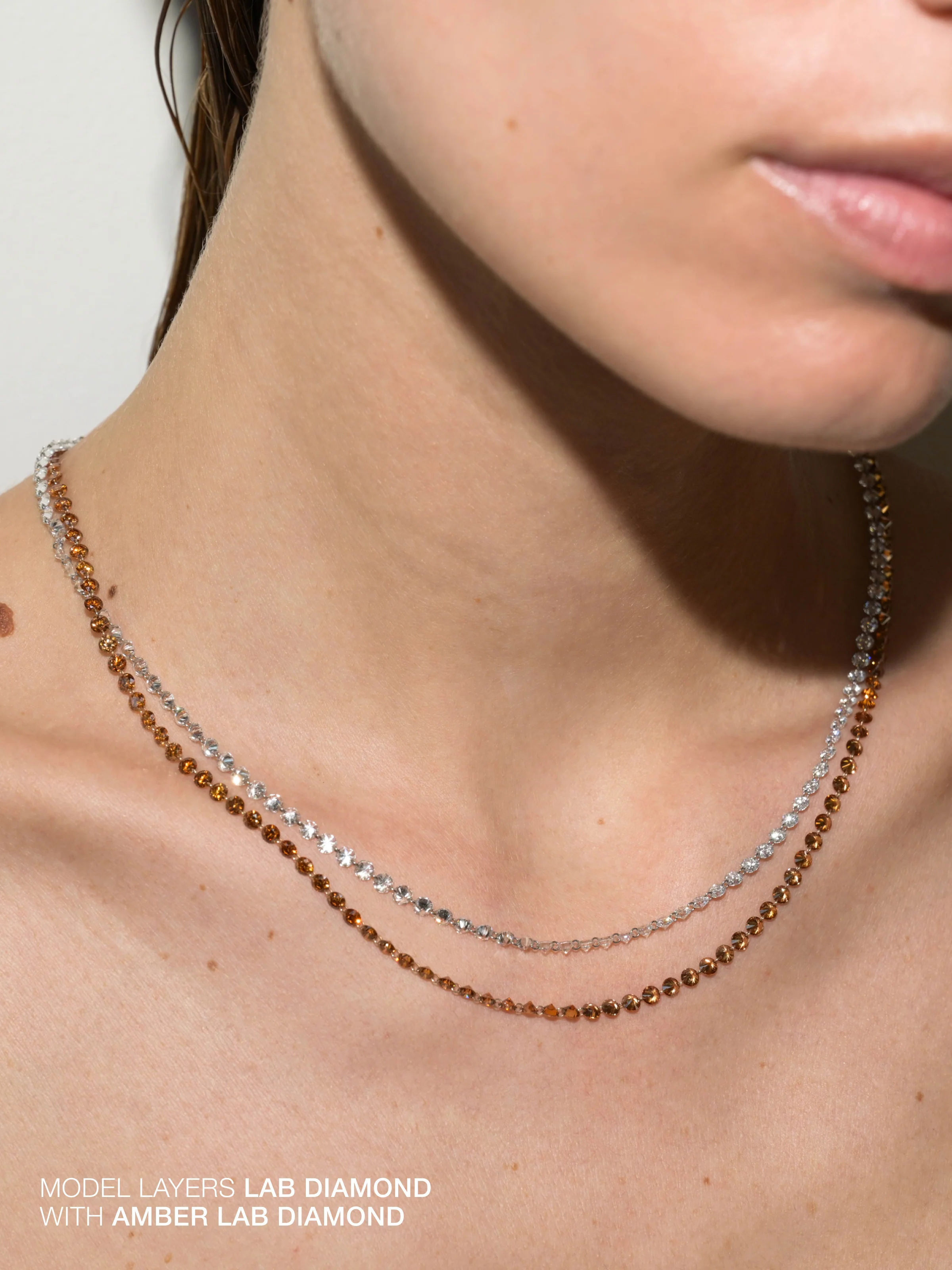 14K FLOATING ETERNITY NECKLACE IN LAB DIAMOND, 14K YELLOW GOLD - Image 3