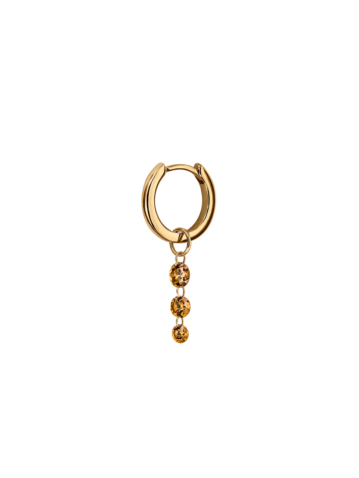 14K GRADUATED FLOATING HUGGIE EARRING IN AMBER LAB DIAMOND, 14K YELLOW GOLD - Image 2