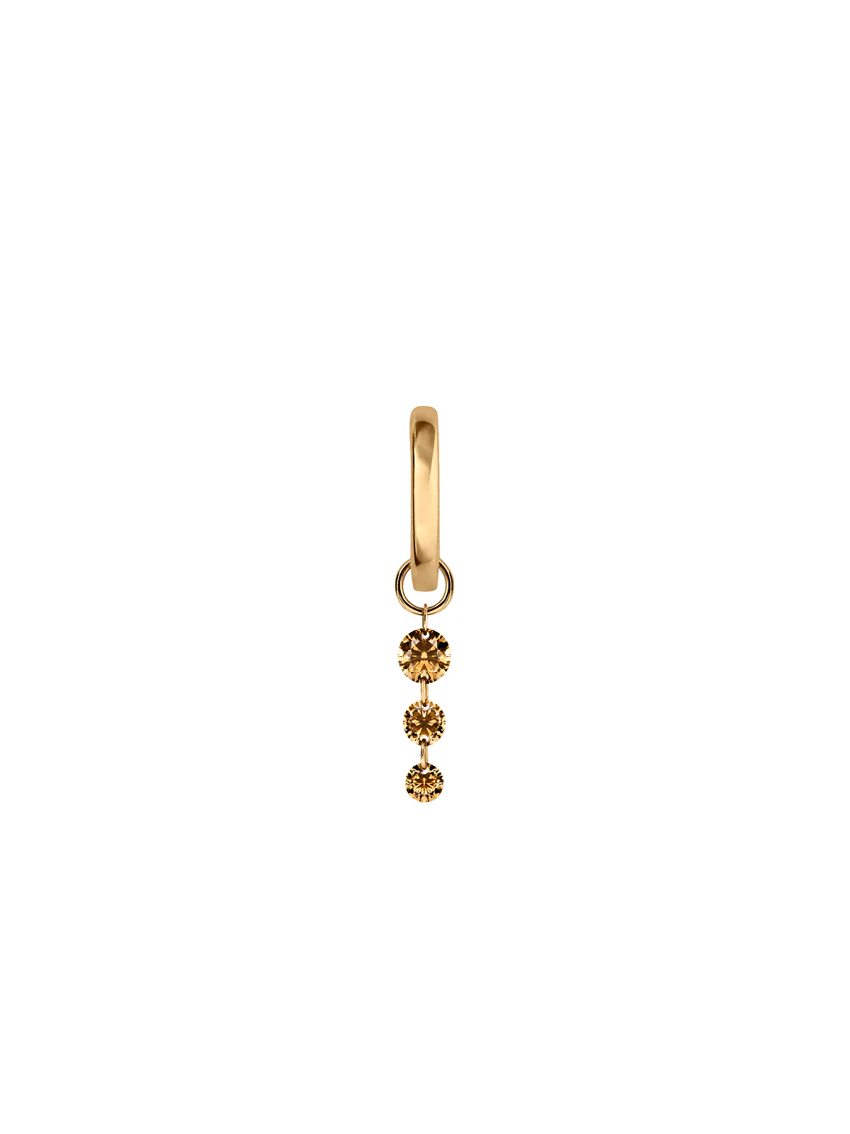 14K GRADUATED FLOATING HUGGIE EARRING IN CHAMPAGNE LAB DIAMOND, 14K YELLOW GOLD