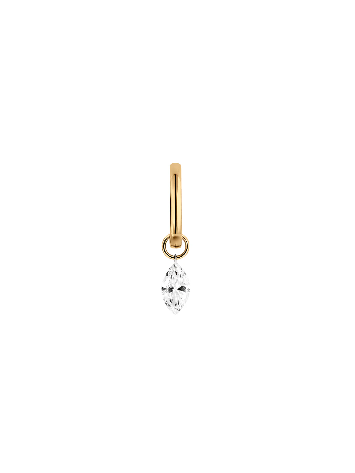 14K FLOATING MARQUISE HUGGIE EARRING IN LAB DIAMOND, 14K YELLOW GOLD