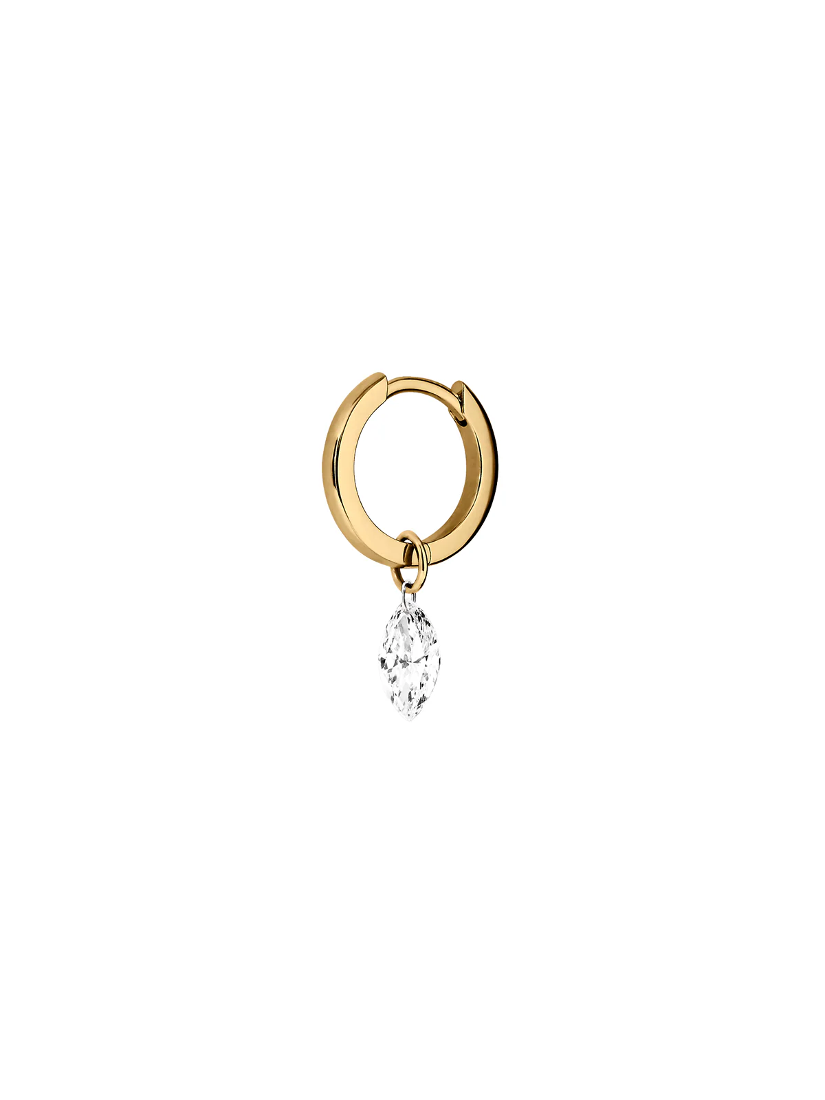 14K FLOATING MARQUISE HUGGIE EARRING IN LAB DIAMOND, 14K YELLOW GOLD - Image 2