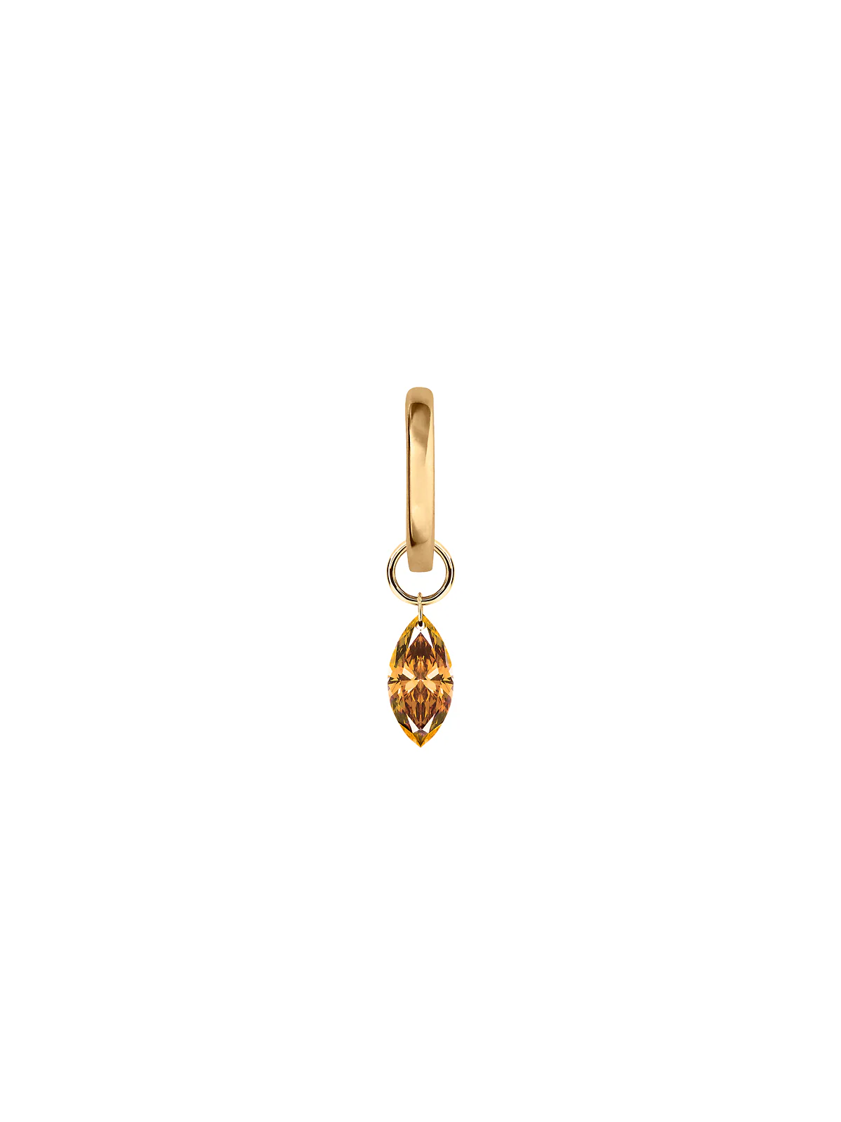 14K FLOATING MARQUISE HUGGIE EARRING IN AMBER LAB DIAMOND, 14K YELLOW GOLD