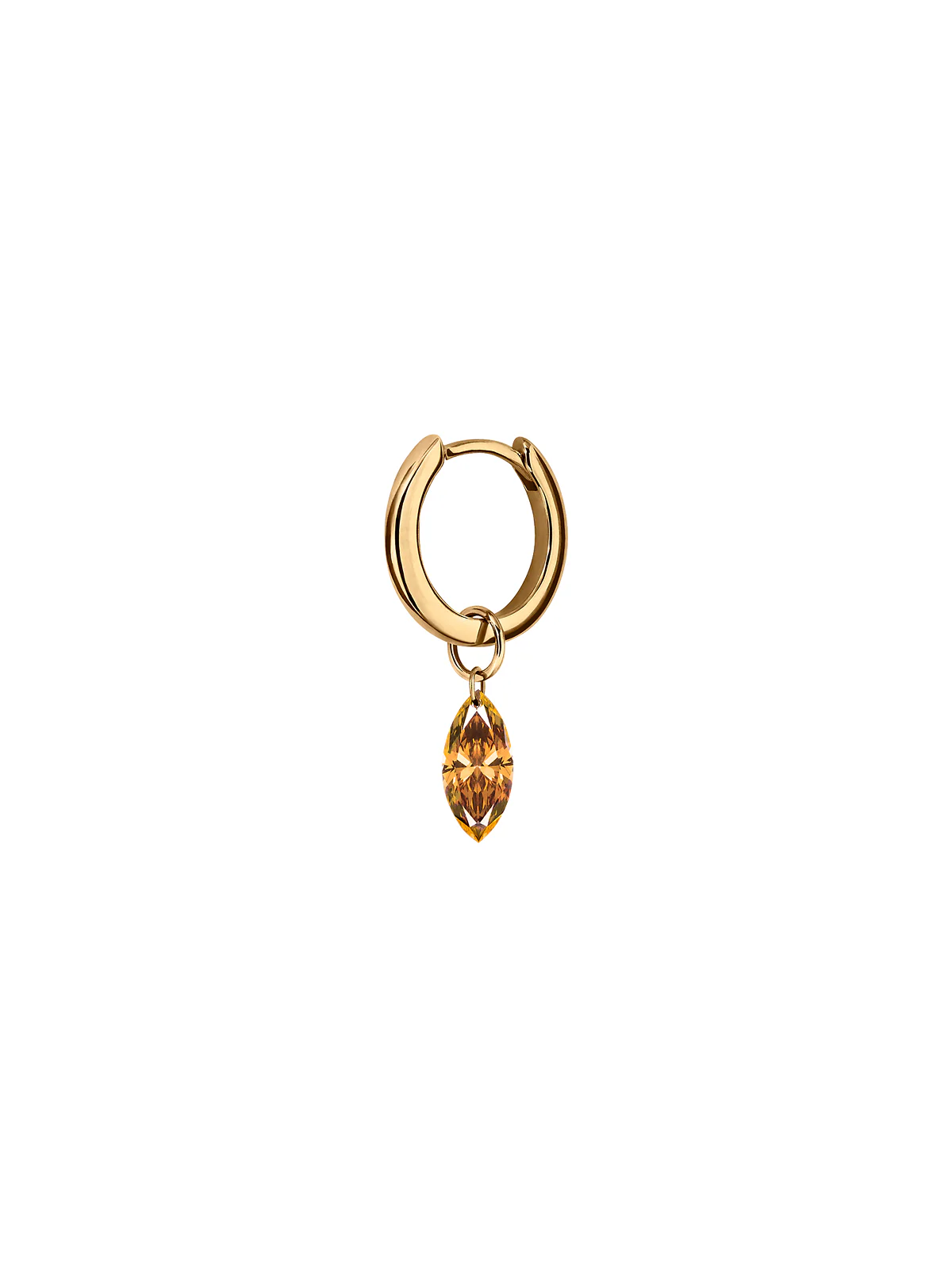 14K FLOATING MARQUISE HUGGIE EARRING IN AMBER LAB DIAMOND, 14K YELLOW GOLD - Image 2