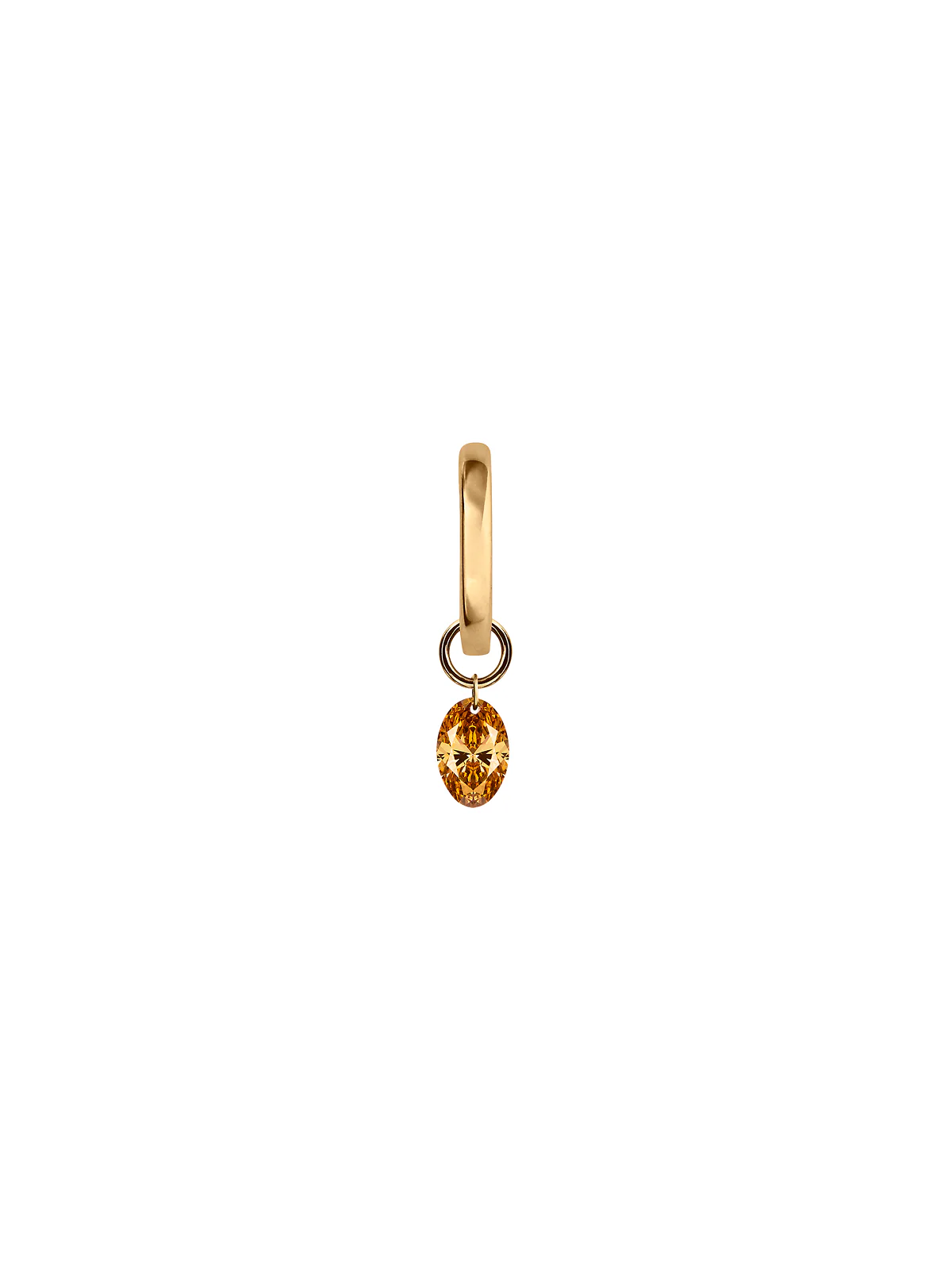 14K FLOATING OVAL HUGGIE EARRING IN AMBER LAB DIAMOND, 14K YELLOW GOLD