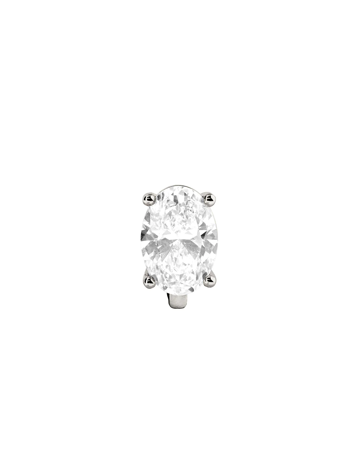 14K ILLUSION HUGGIE EARRING IN OVAL-CUT LAB DIAMOND, 14K WHITE GOLD