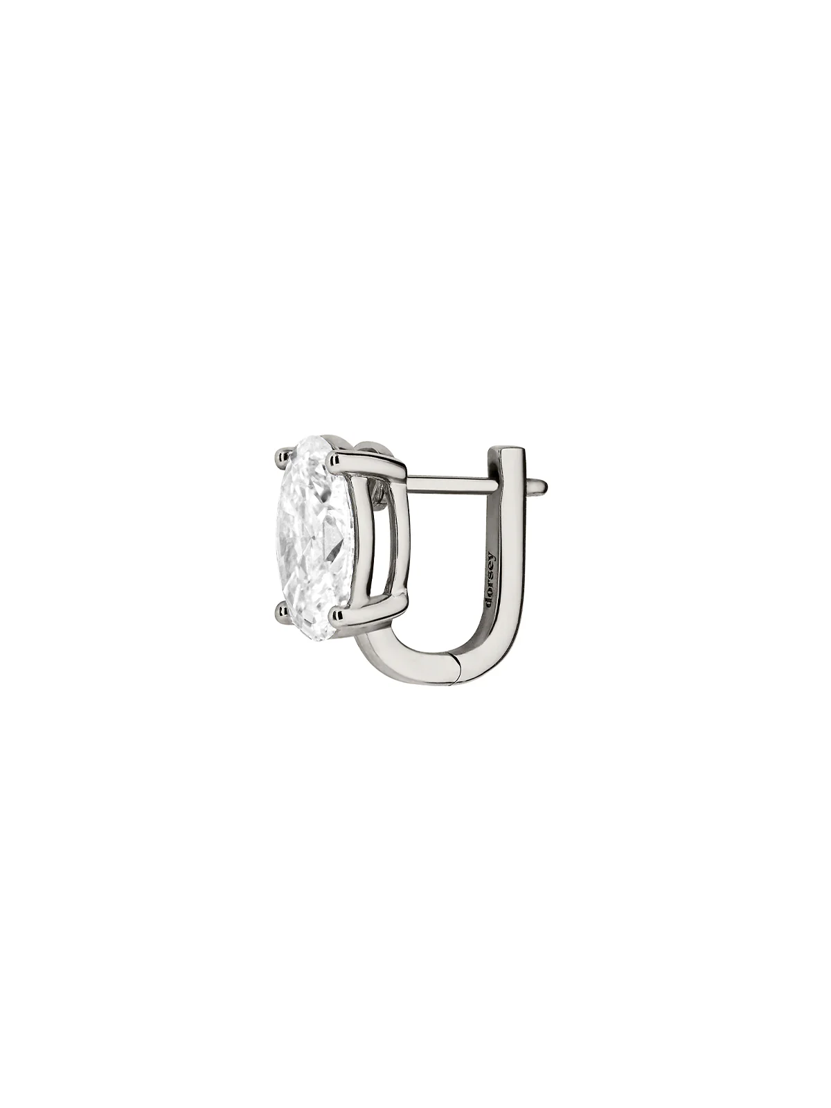 14K ILLUSION HUGGIE EARRING IN OVAL-CUT LAB DIAMOND, 14K WHITE GOLD - Image 2