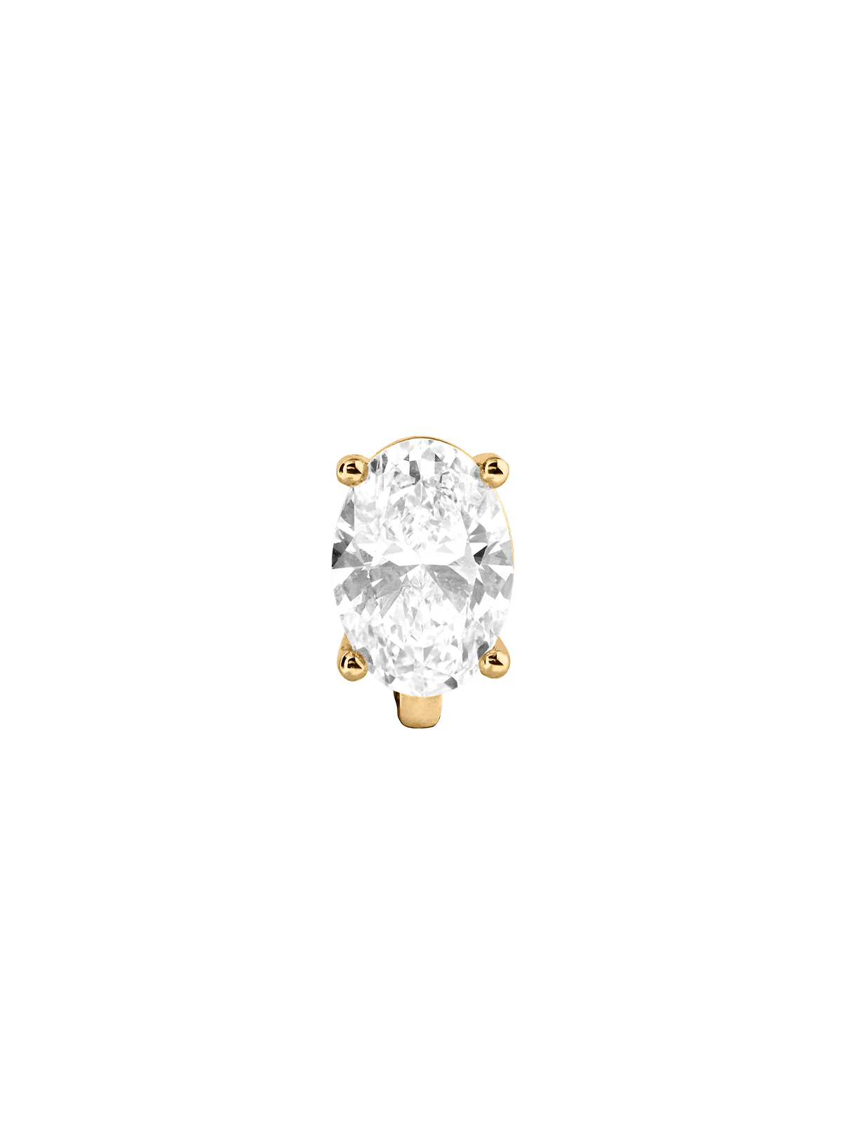 14K ILLUSION HUGGIE EARRING IN OVAL-CUT LAB DIAMOND, 14K YELLOW GOLD