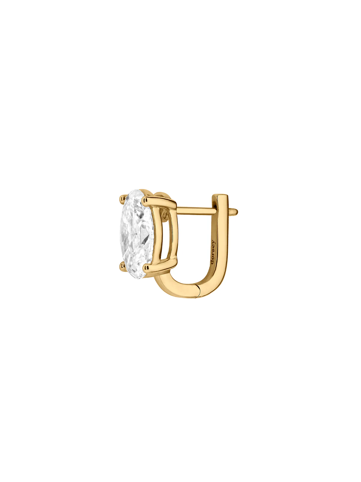 14K ILLUSION HUGGIE EARRING IN OVAL-CUT LAB DIAMOND, 14K YELLOW GOLD - Image 2