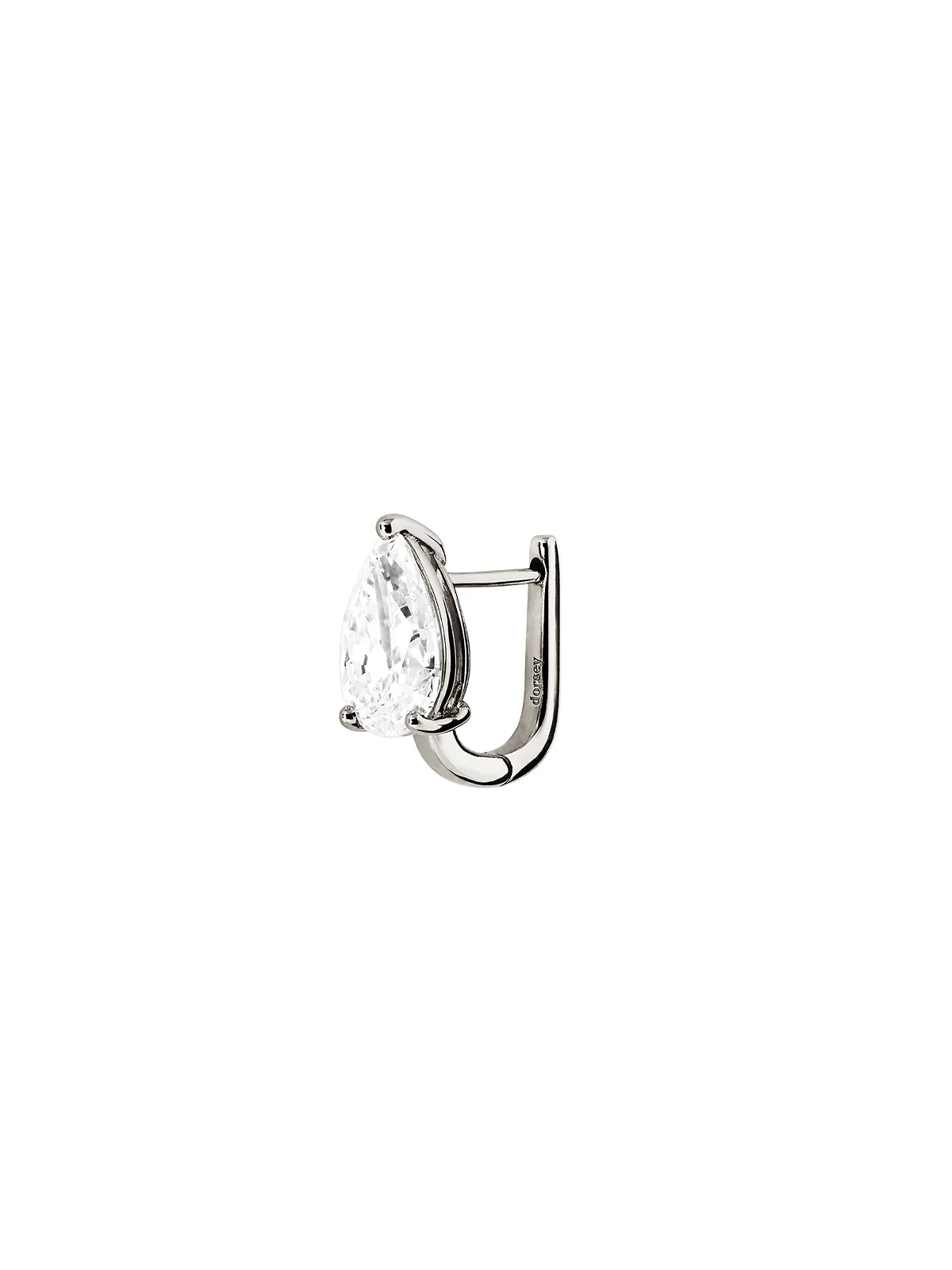 14K ILLUSION HUGGIE EARRING IN PEAR-CUT LAB DIAMOND, 14K WHITE GOLD - Image 2