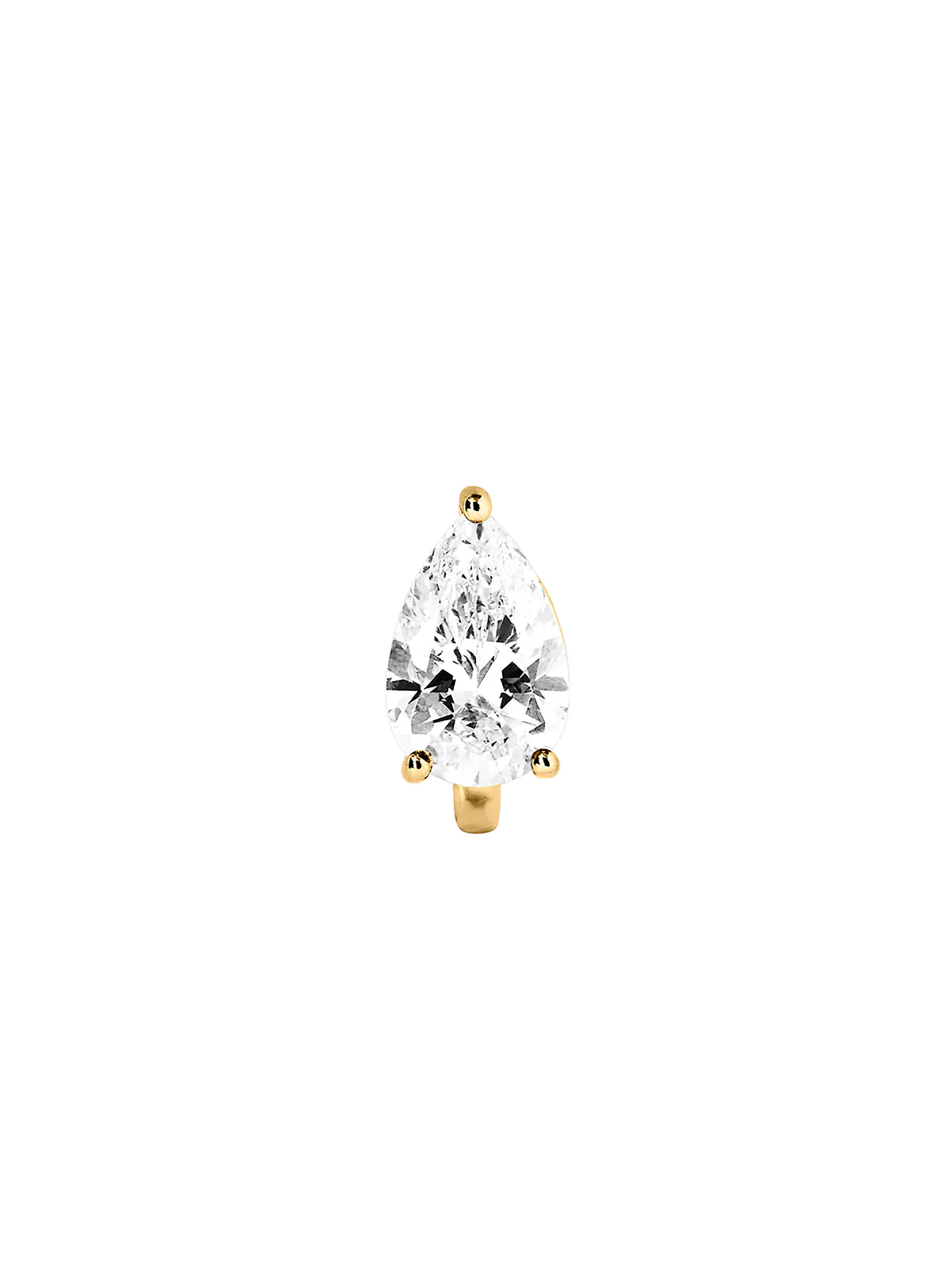 14K ILLUSION HUGGIE EARRING IN PEAR-CUT LAB DIAMOND, 14K YELLOW GOLD