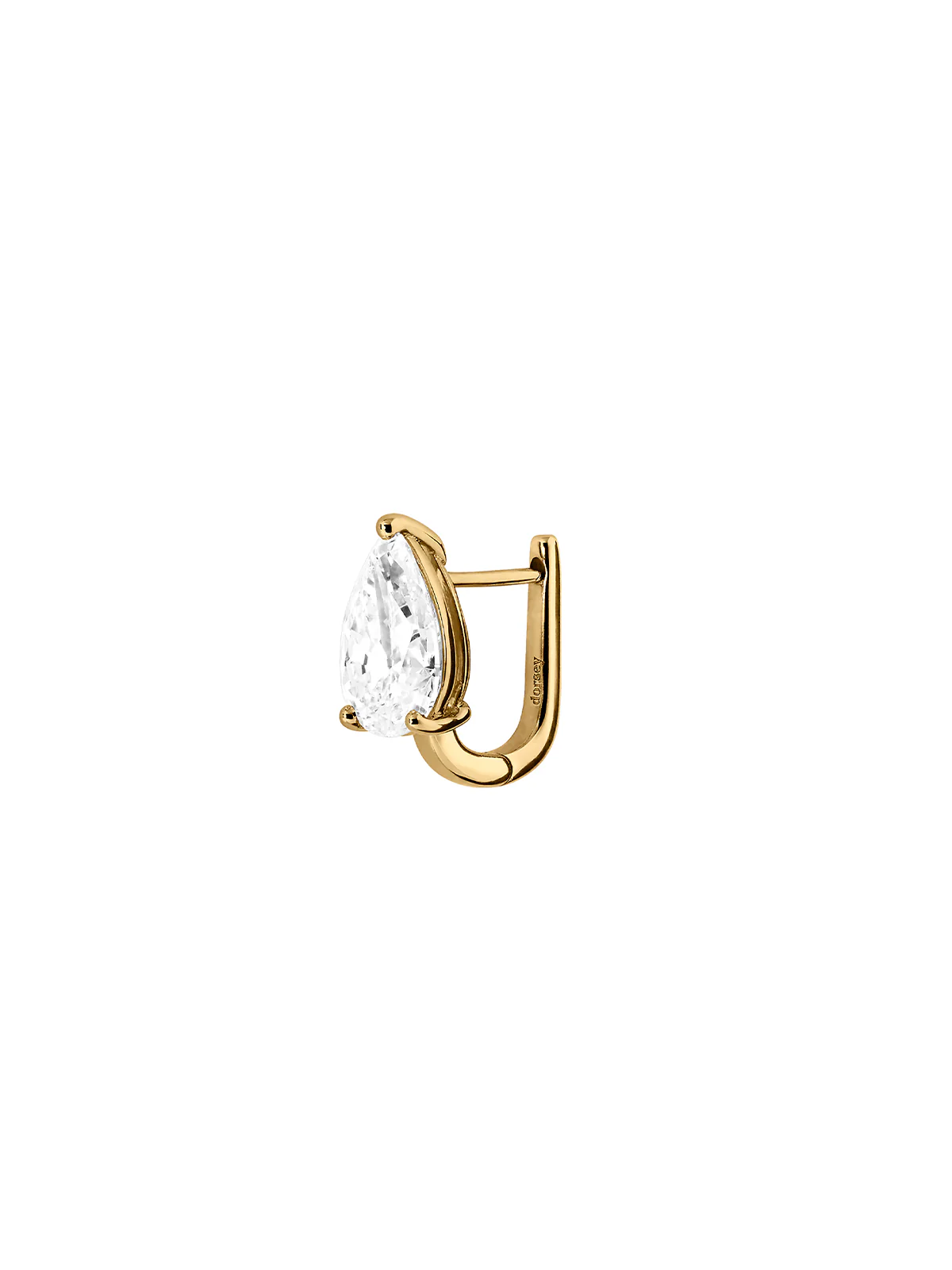 14K ILLUSION HUGGIE EARRING IN PEAR-CUT LAB DIAMOND, 14K YELLOW GOLD - Image 2