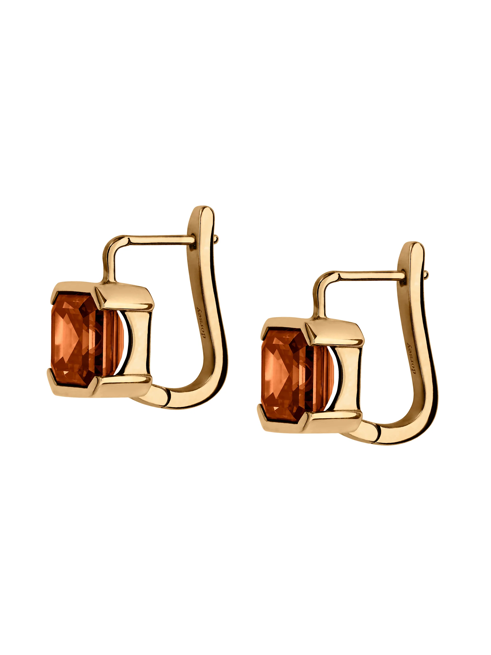 14K INÈS ASSCHER-CUT EARRINGS IN LAB COGNAC DIAMOND, 14K YELLOW GOLD - Image 2