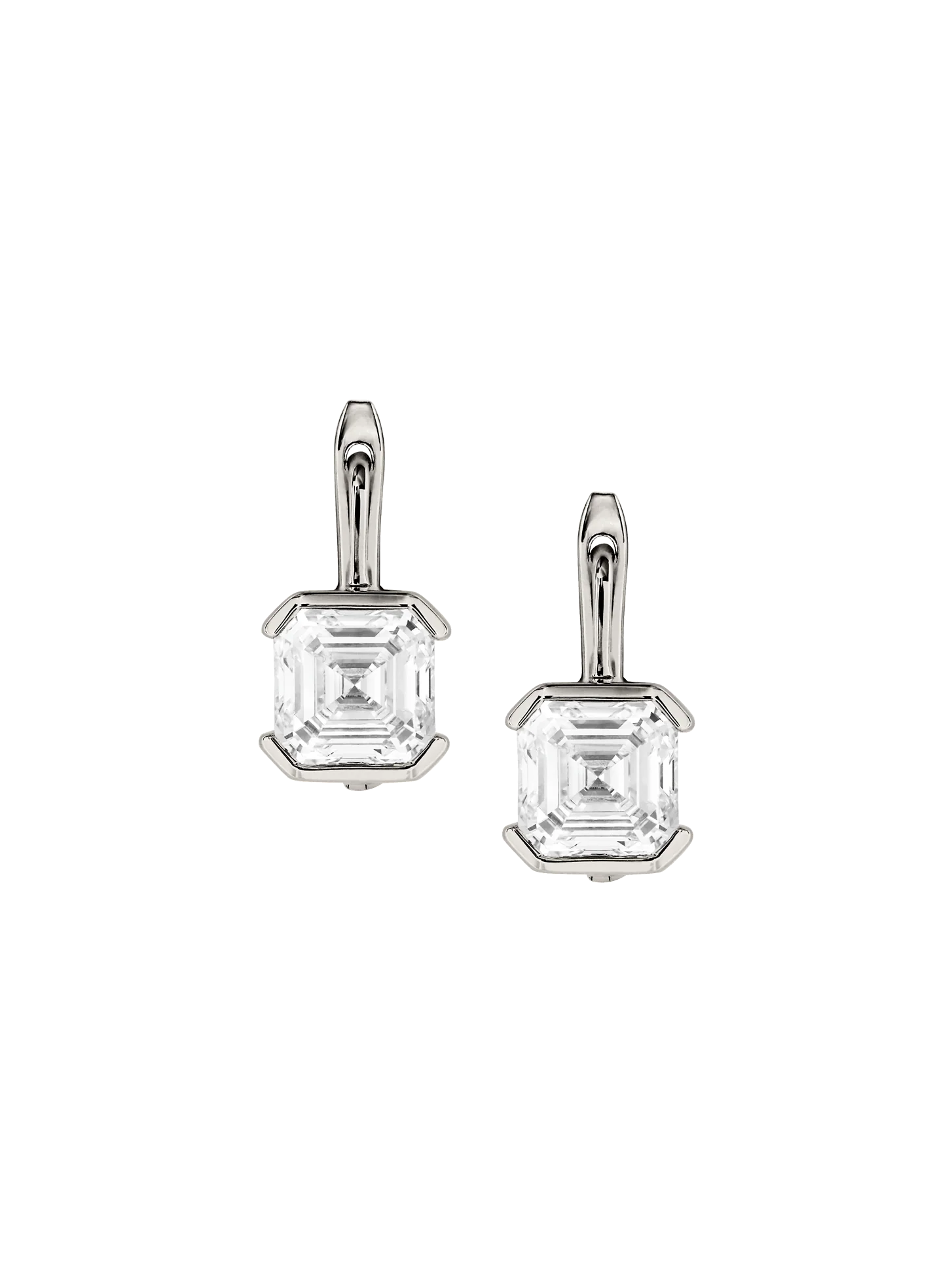 14K INÈS ASSCHER-CUT EARRINGS IN LAB DIAMOND, 14K WHITE GOLD