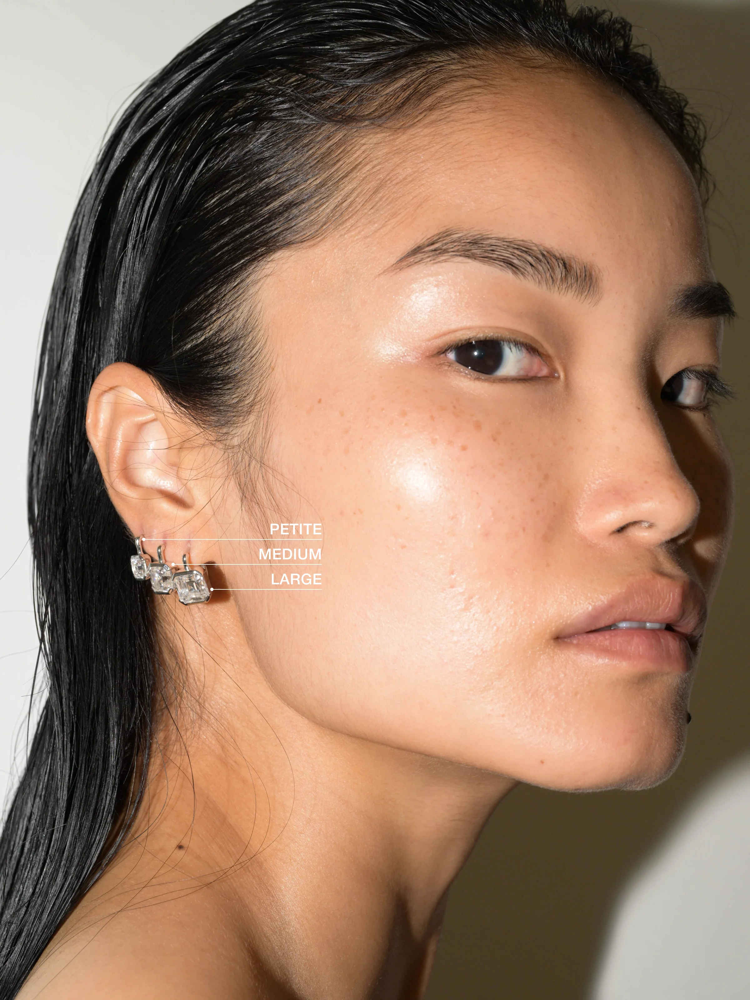 14K INÈS ASSCHER-CUT EARRINGS IN LAB DIAMOND, 14K WHITE GOLD - Image 3