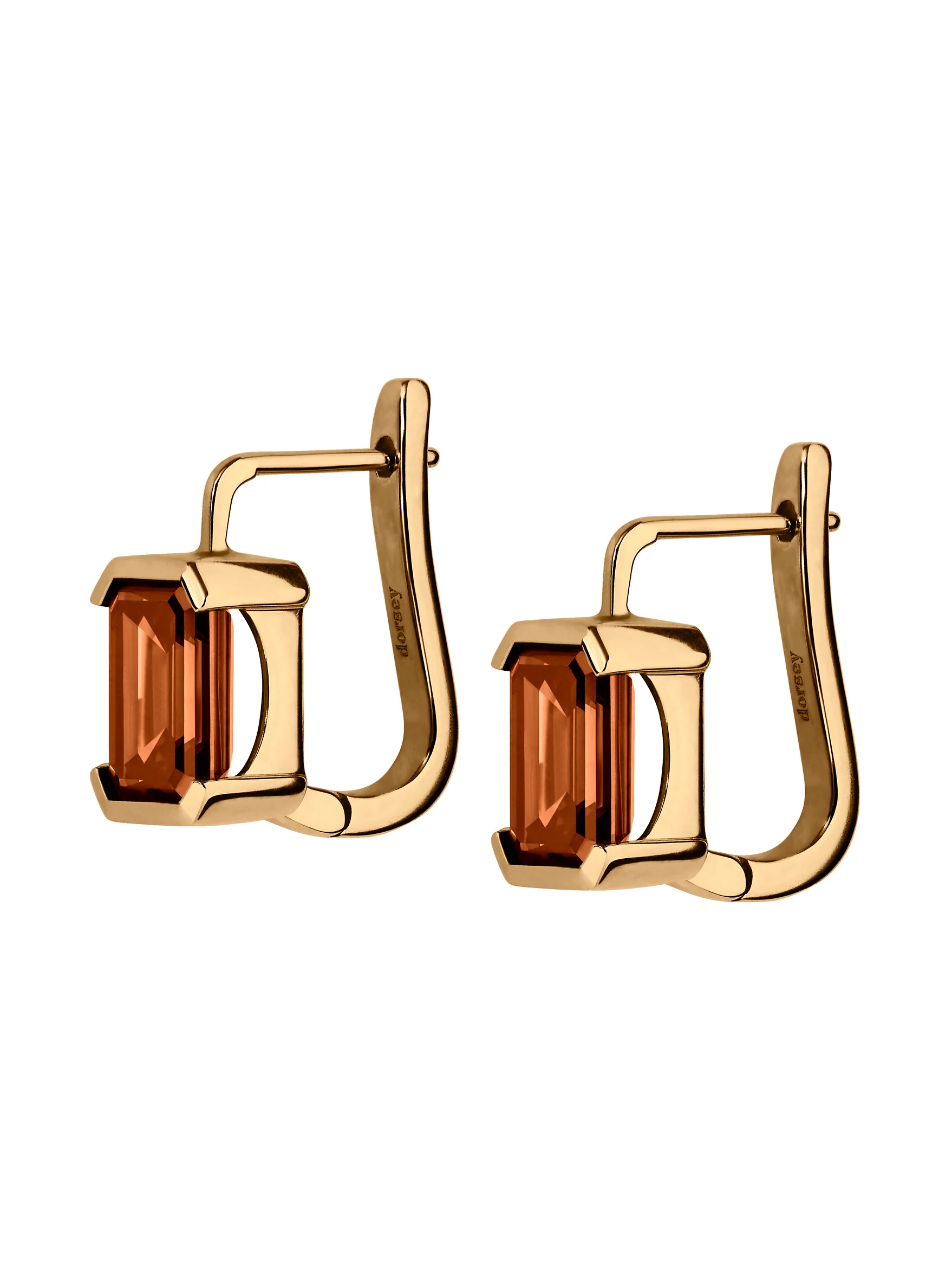 14K INÈS EMERALD-CUT EARRINGS IN LAB COGNAC DIAMOND, 14K YELLOW GOLD - Image 2