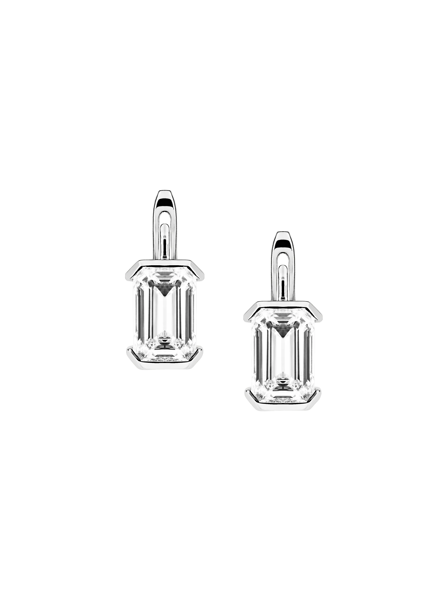 14K INÈS EMERALD-CUT EARRINGS IN LAB DIAMOND, 14K WHITE GOLD