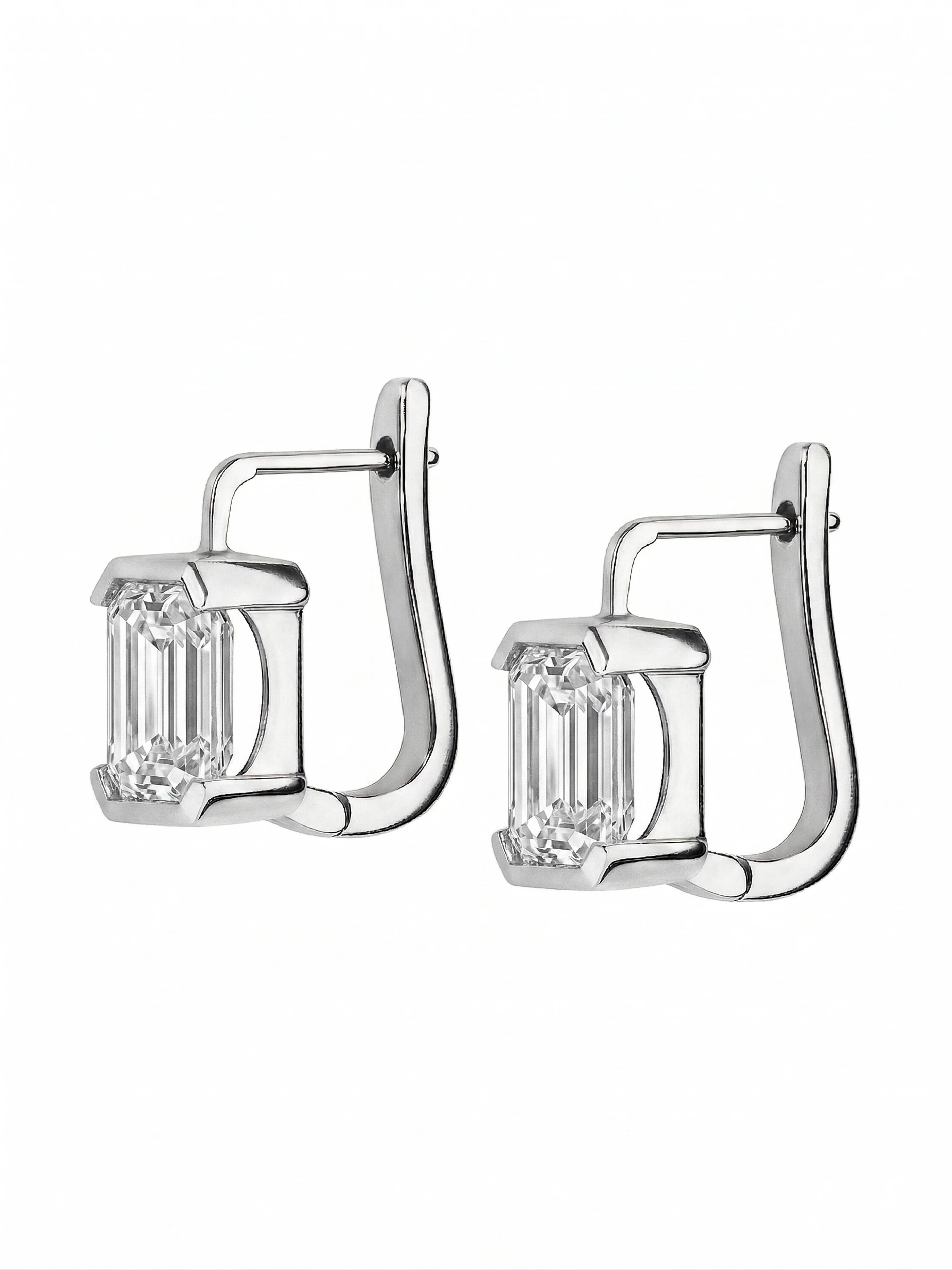 14K INÈS EMERALD-CUT EARRINGS IN LAB DIAMOND, 14K WHITE GOLD - Image 2
