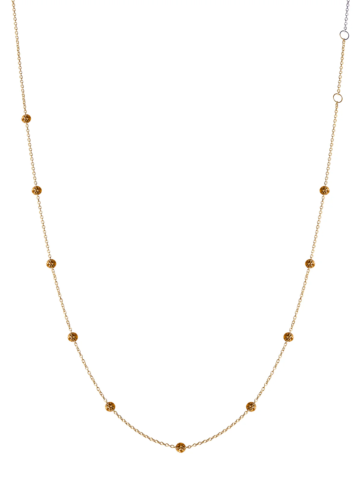 14K ROUND-CUT FLOATING NECKLACE IN AMBER LAB DIAMOND, 14K YELLOW GOLD