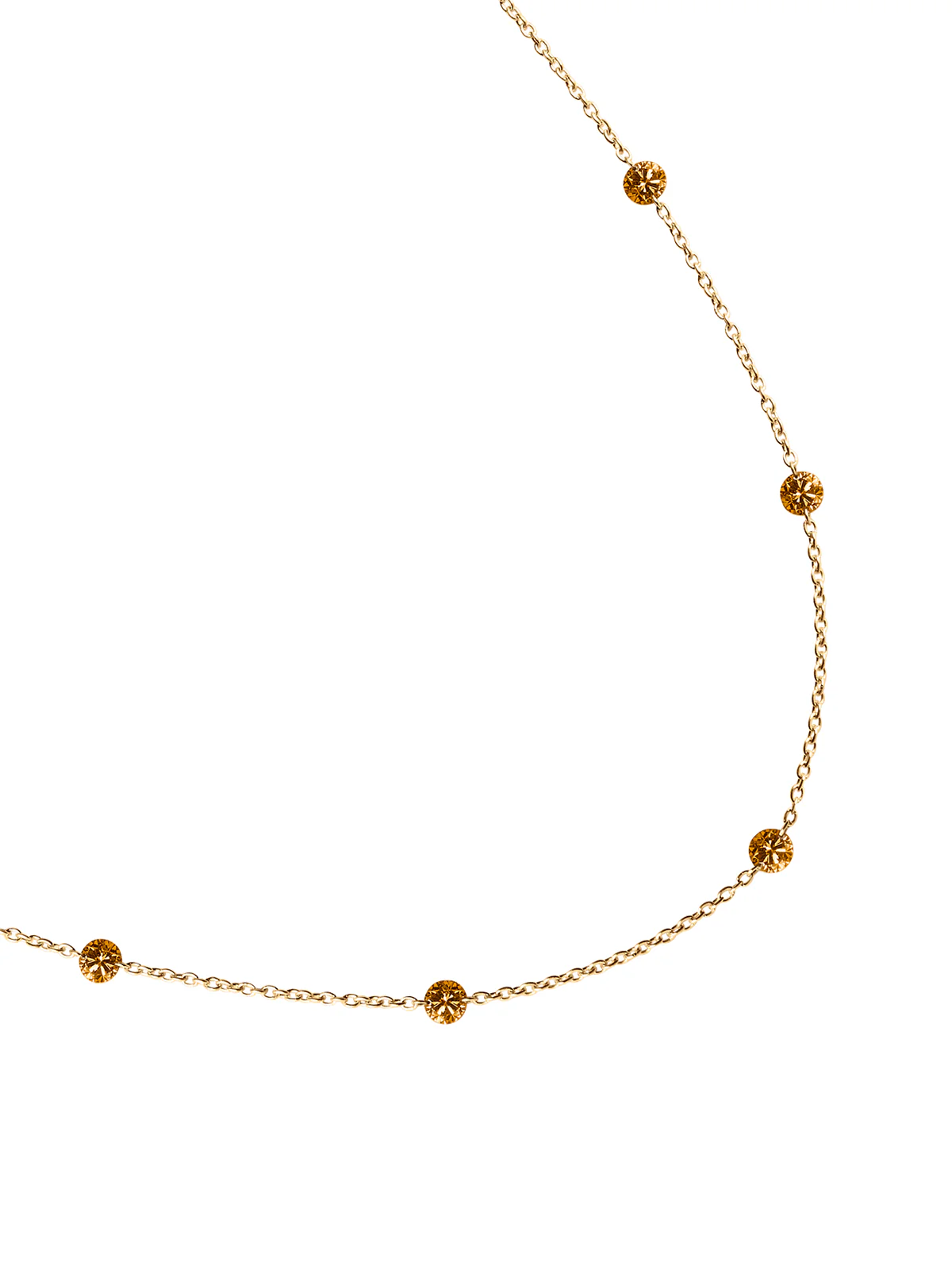 14K ROUND-CUT FLOATING NECKLACE IN AMBER LAB DIAMOND, 14K YELLOW GOLD - Image 2