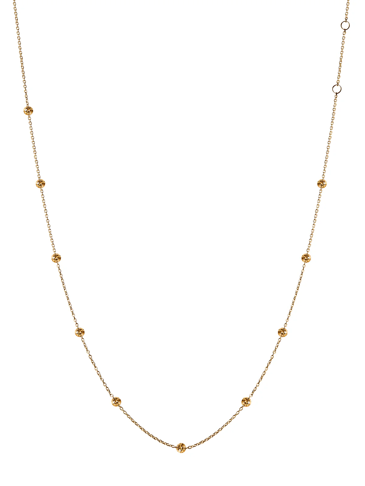 14K ROUND-CUT FLOATING NECKLACE IN CHAMPAGNE LAB DIAMOND, 14K YELLOW GOLD
