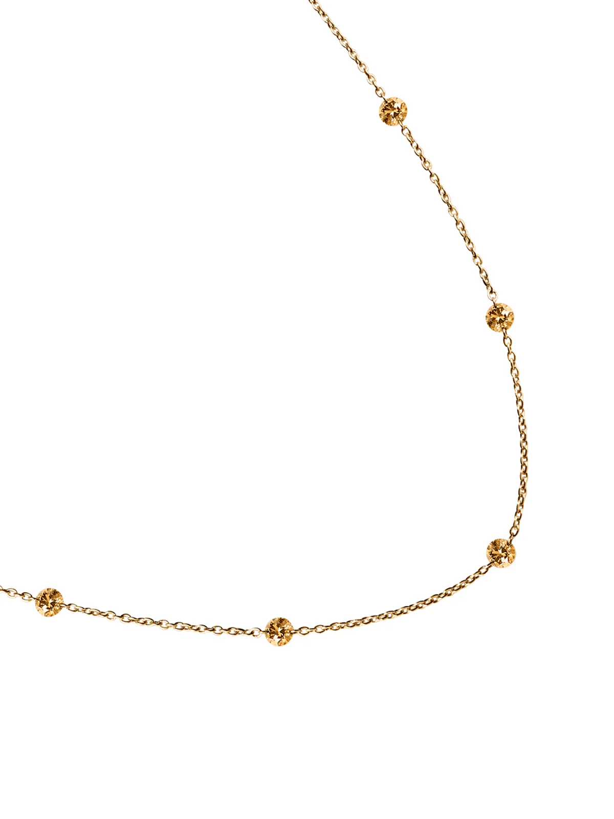 14K ROUND-CUT FLOATING NECKLACE IN CHAMPAGNE LAB DIAMOND, 14K YELLOW GOLD - Image 2