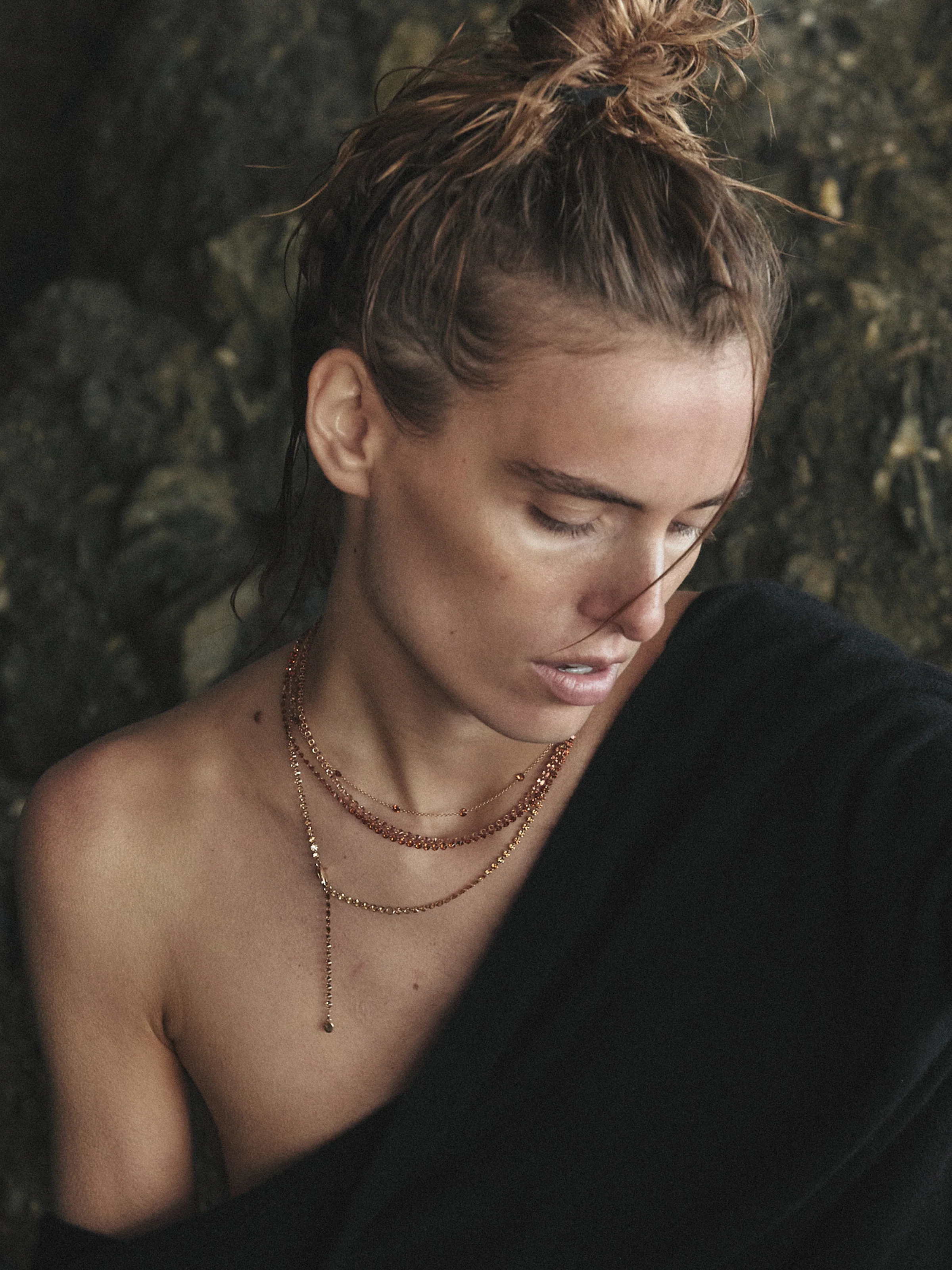 14K FLOATING ETERNITY NECKLACE IN COGNAC LAB DIAMOND, 14K YELLOW GOLD - Image 5