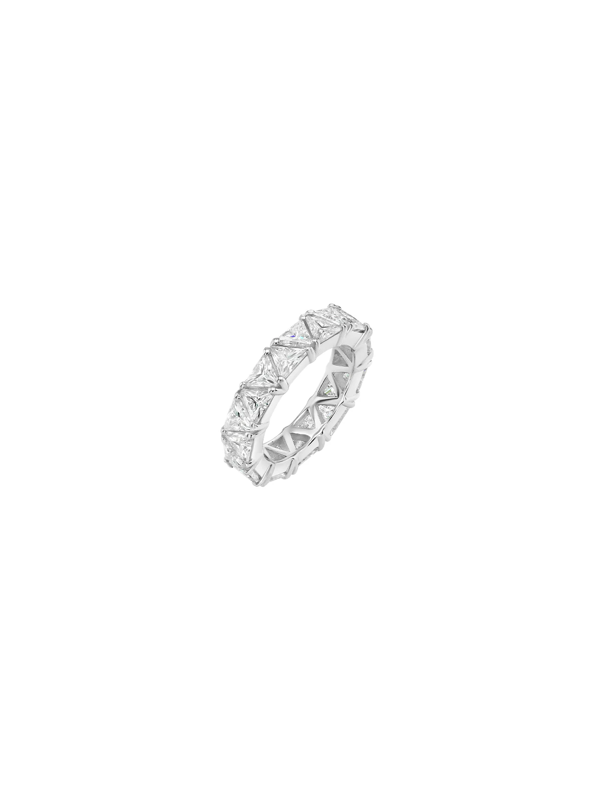 THEODORA TRILLION CUT ETERNITY BAND IN MOISSANITE, STERLING SILVER - Image 2