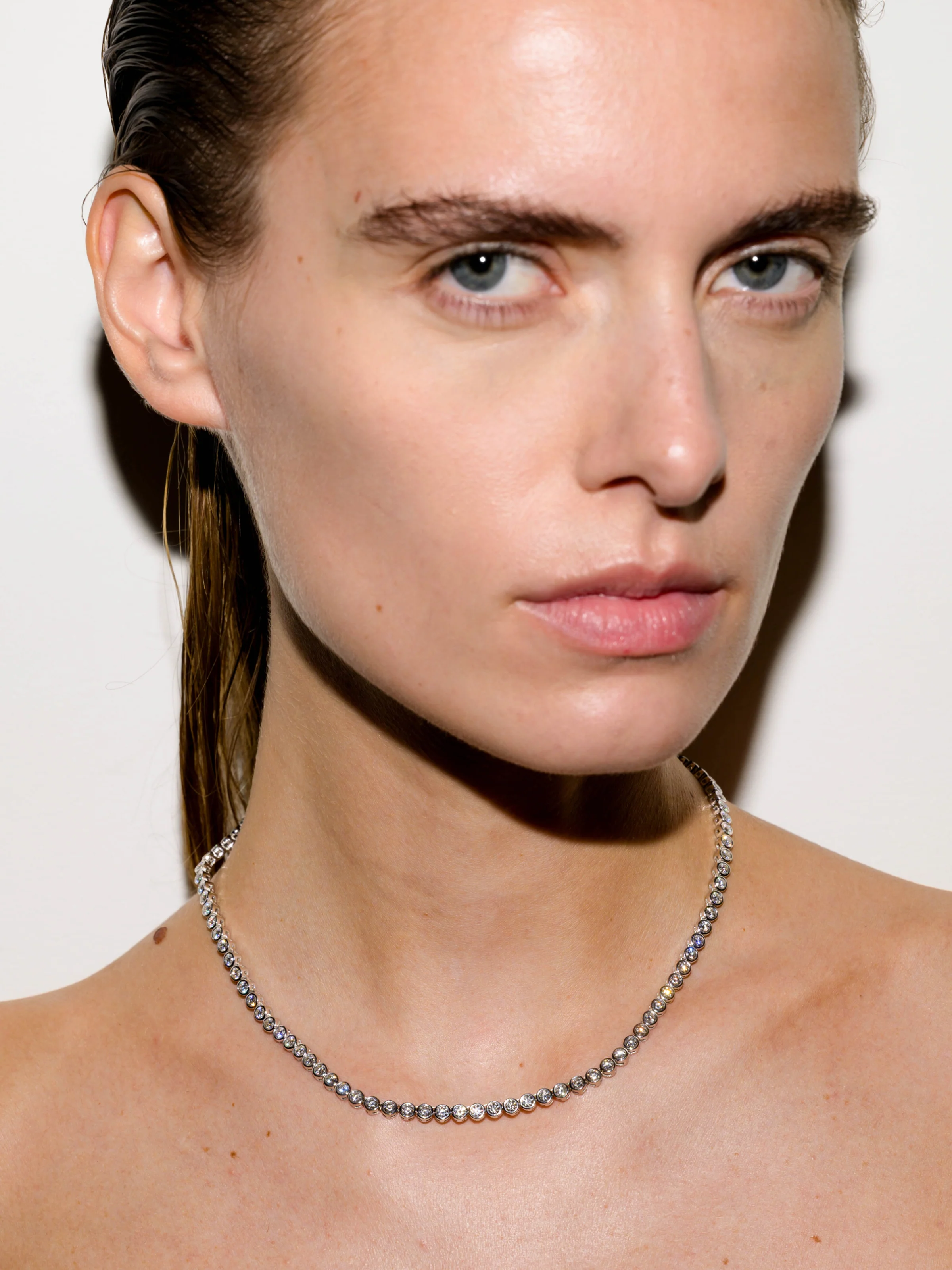 14K JAMES BEZEL RIVIÈRE NECKLACE IN LAB DIAMOND, 14K WHITE GOLD - Image 3