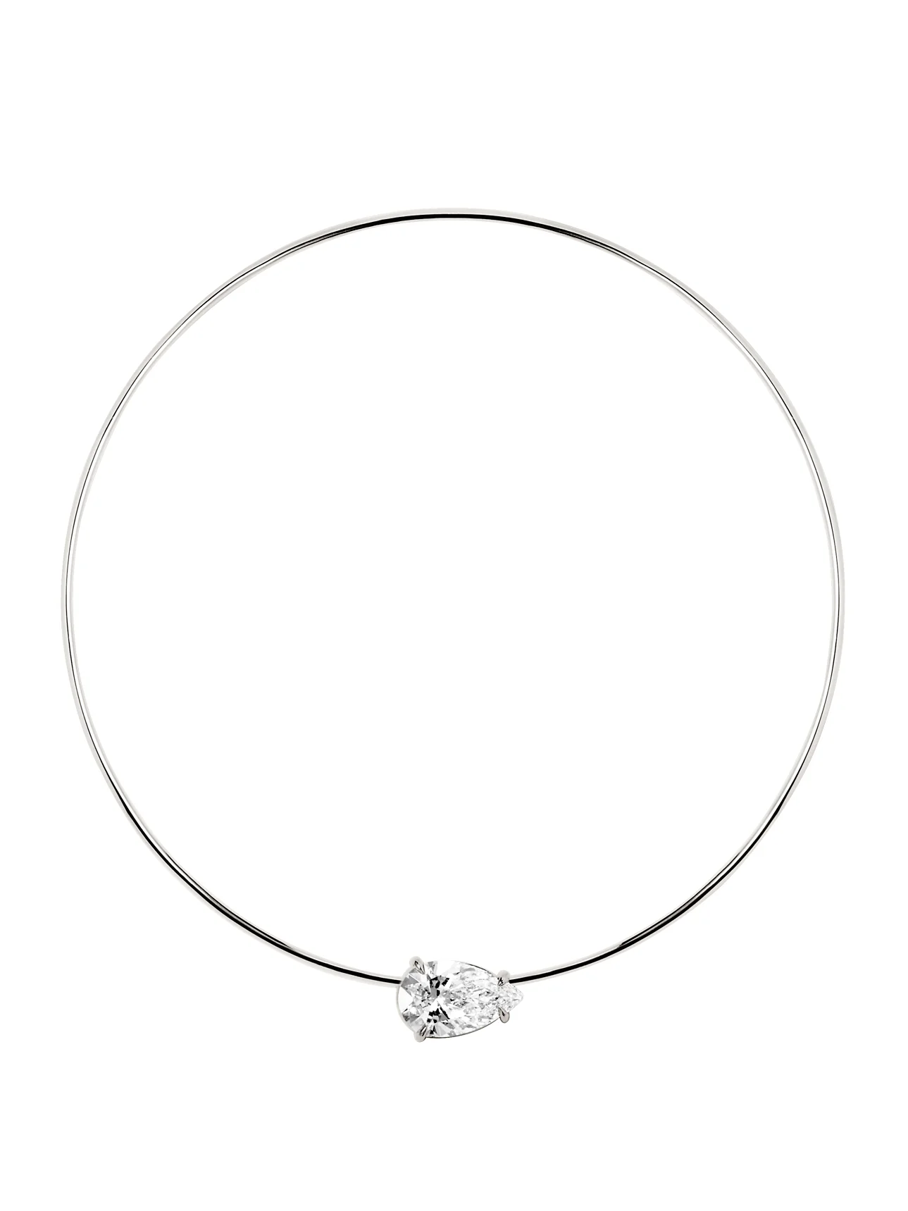 14K ROWE PEAR-CUT COLLAR IN 7 CTS LAB DIAMOND, 14K WHITE GOLD