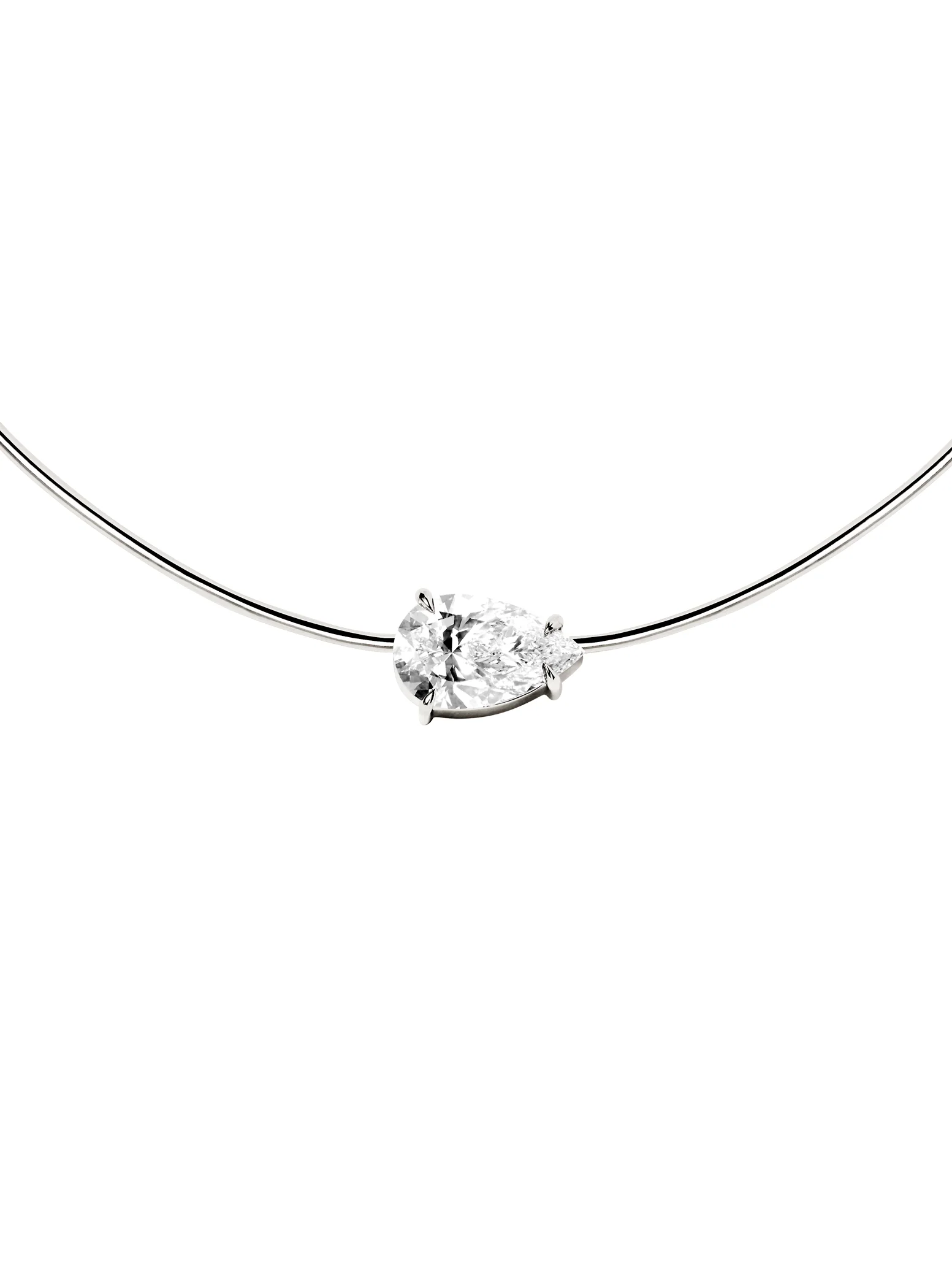 14K ROWE PEAR-CUT COLLAR IN 7 CTS LAB DIAMOND, 14K WHITE GOLD - Image 2
