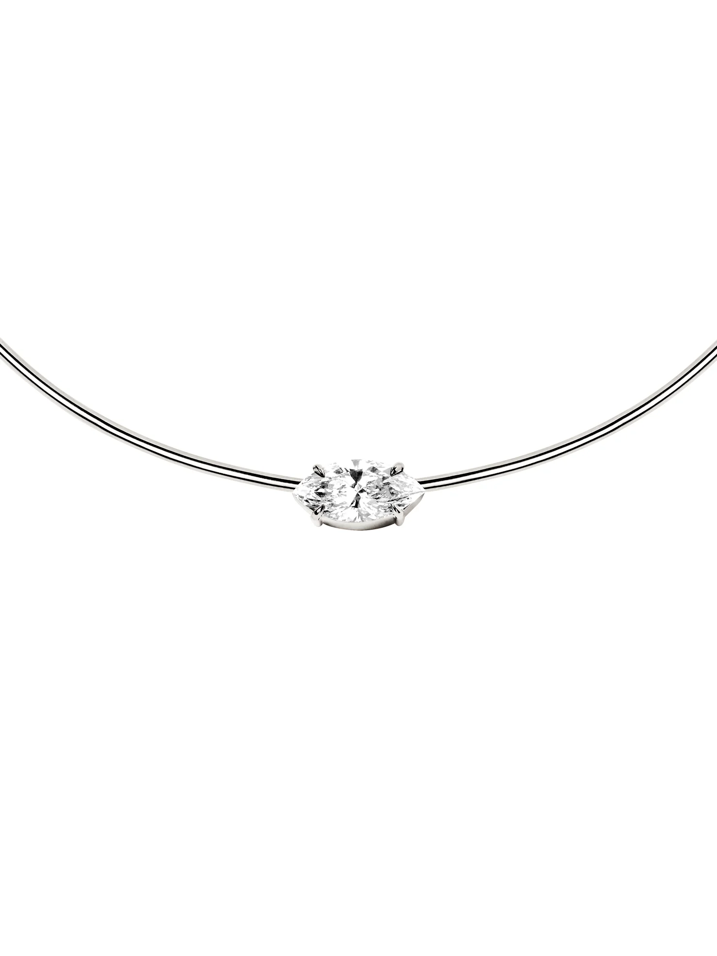 14K ROWE MARQUISE-CUT COLLAR IN 3 CTS LAB DIAMOND, 14K WHITE GOLD - Image 2