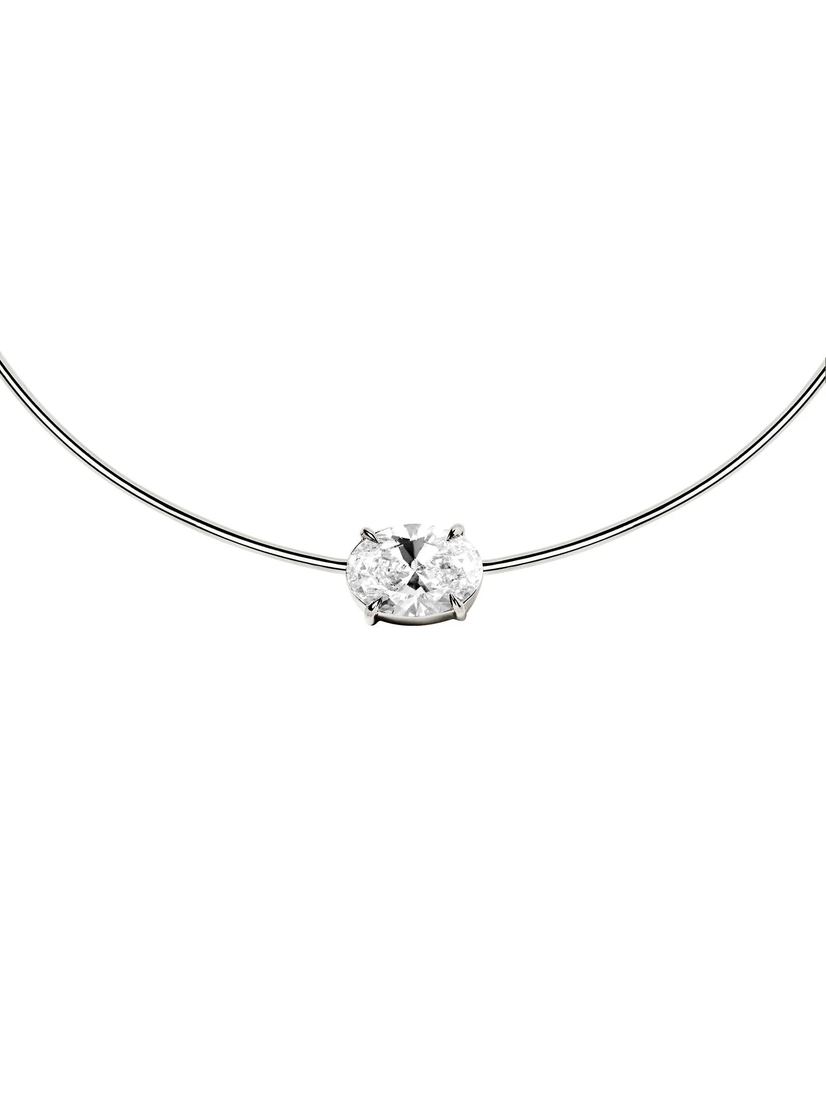 14K ROWE OVAL-CUT COLLAR IN 4 CTS LAB DIAMOND, 14K WHITE GOLD - Image 2