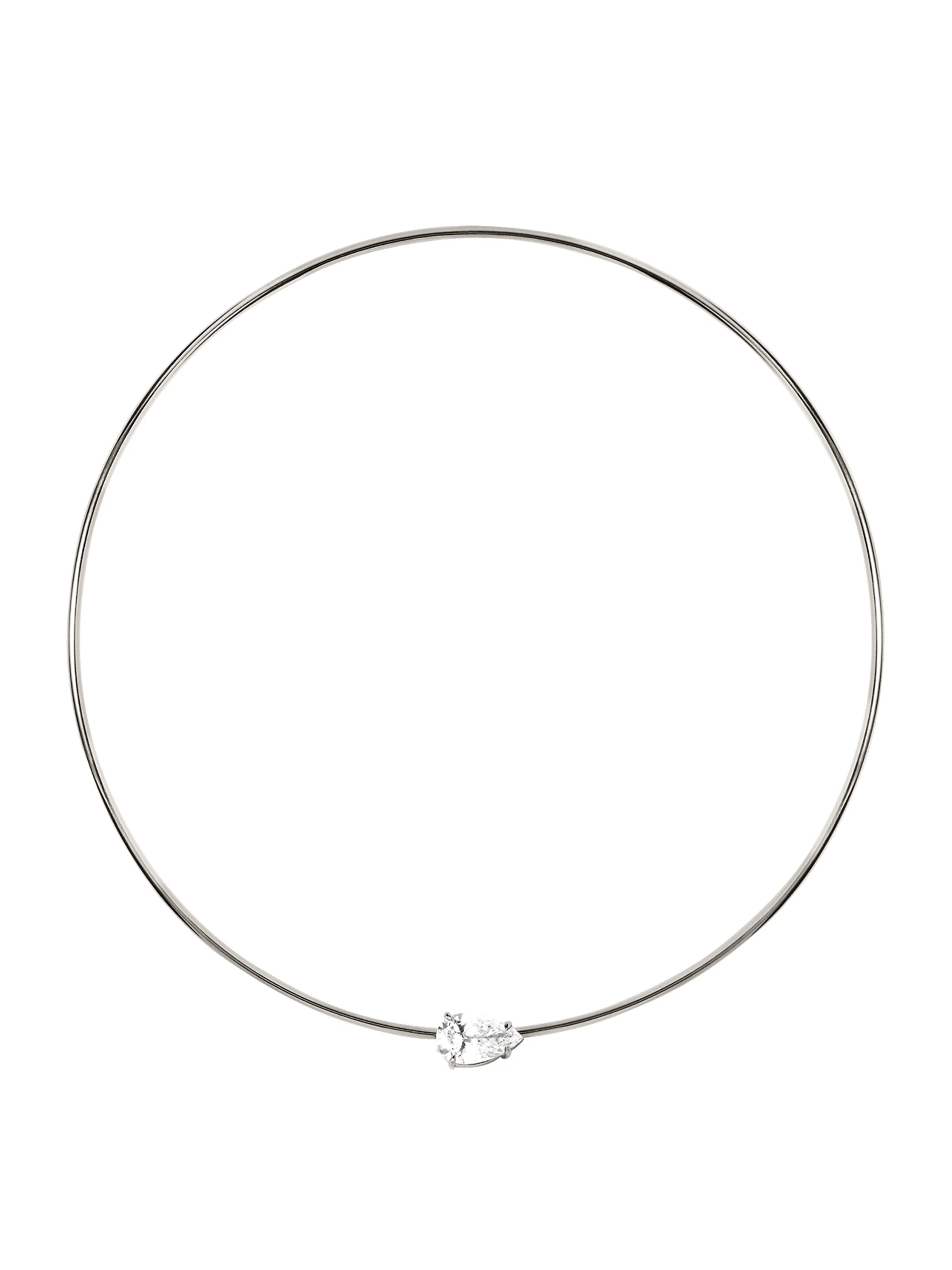 14K ROWE PEAR-CUT COLLAR IN 3 CTS LAB DIAMOND, 14K WHITE GOLD