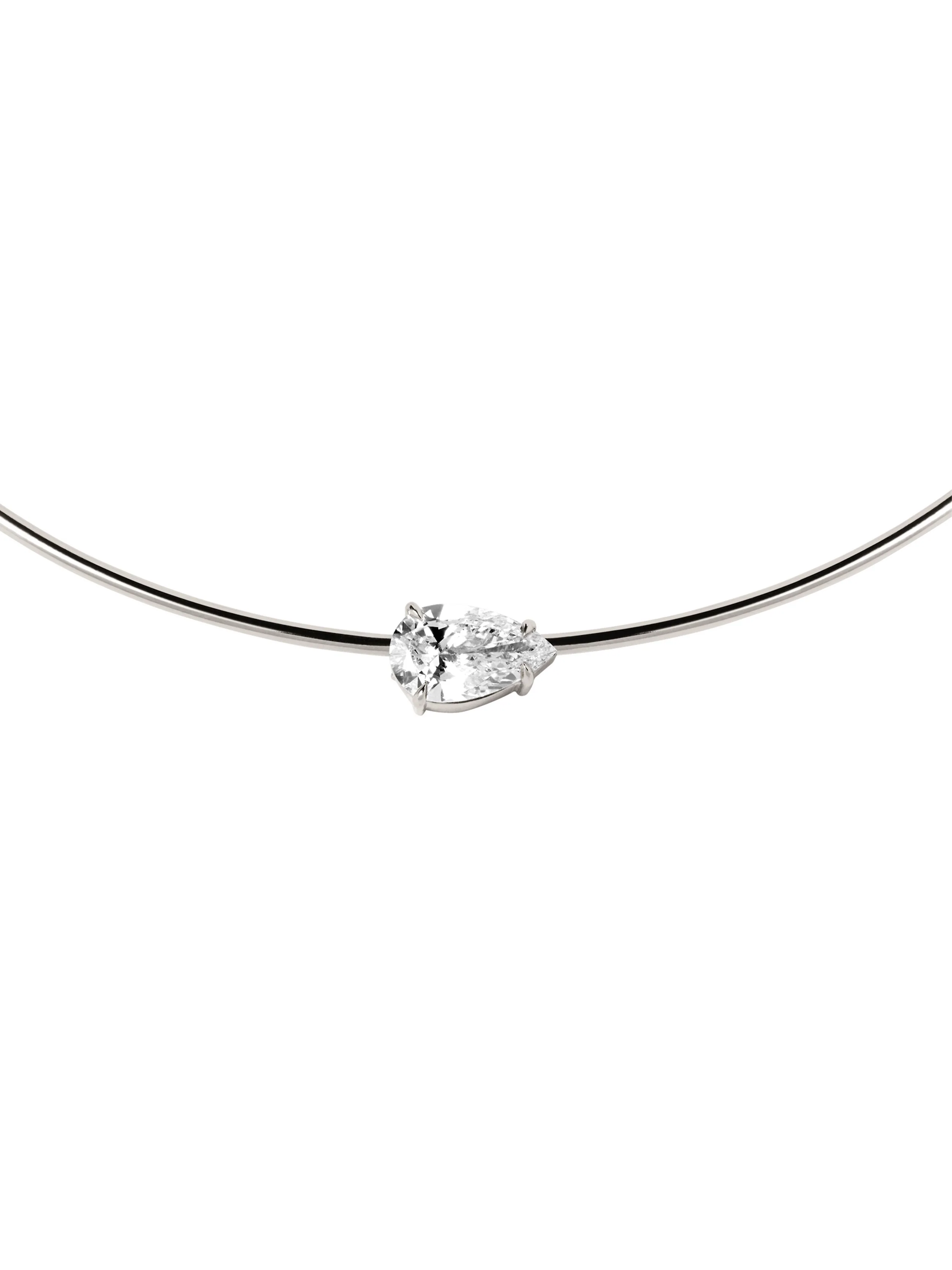 14K ROWE PEAR-CUT COLLAR IN 3 CTS LAB DIAMOND, 14K WHITE GOLD - Image 2