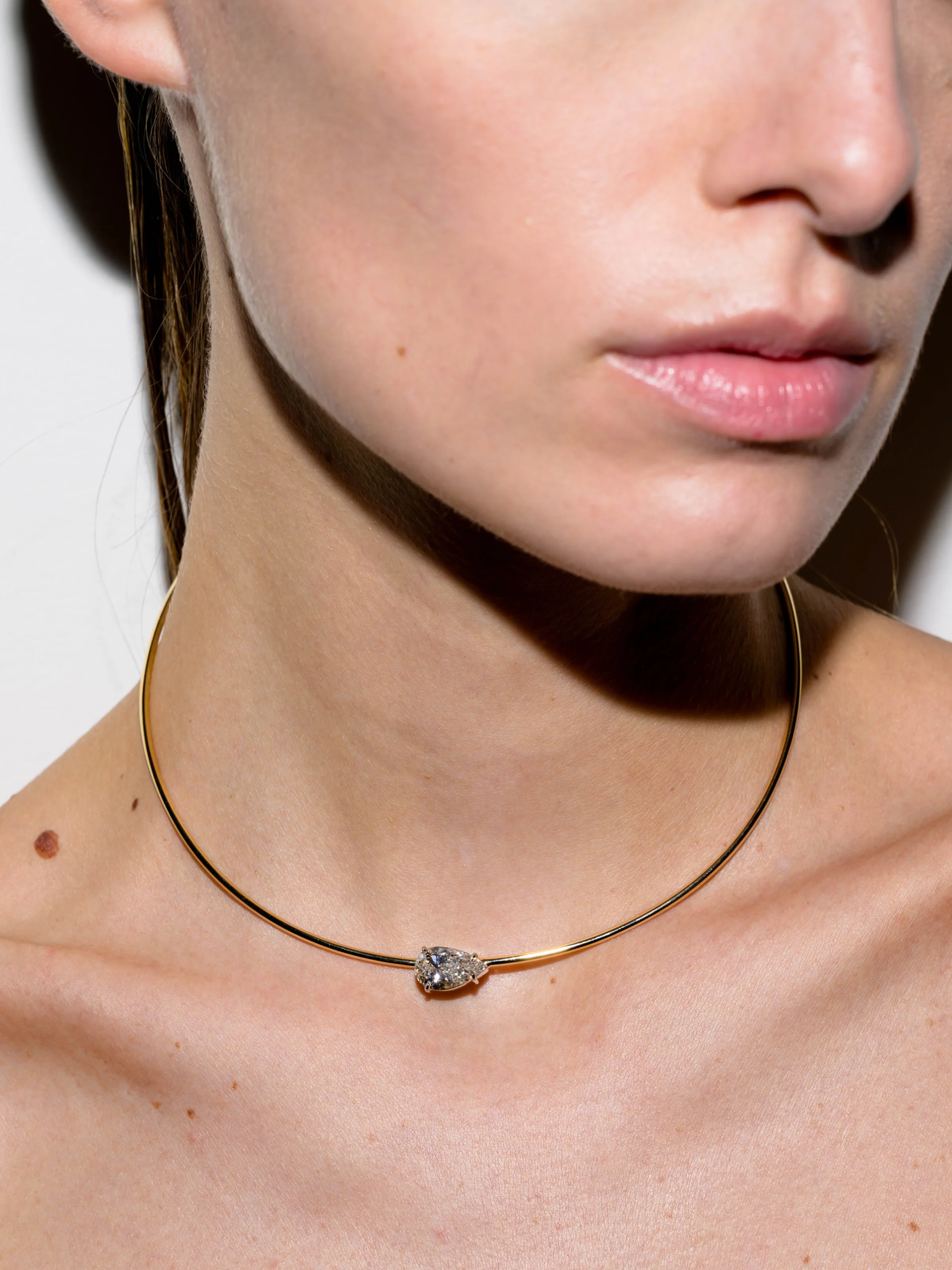 14K ROWE PEAR-CUT COLLAR IN 3 CTS LAB DIAMOND, 14K WHITE GOLD - Image 3