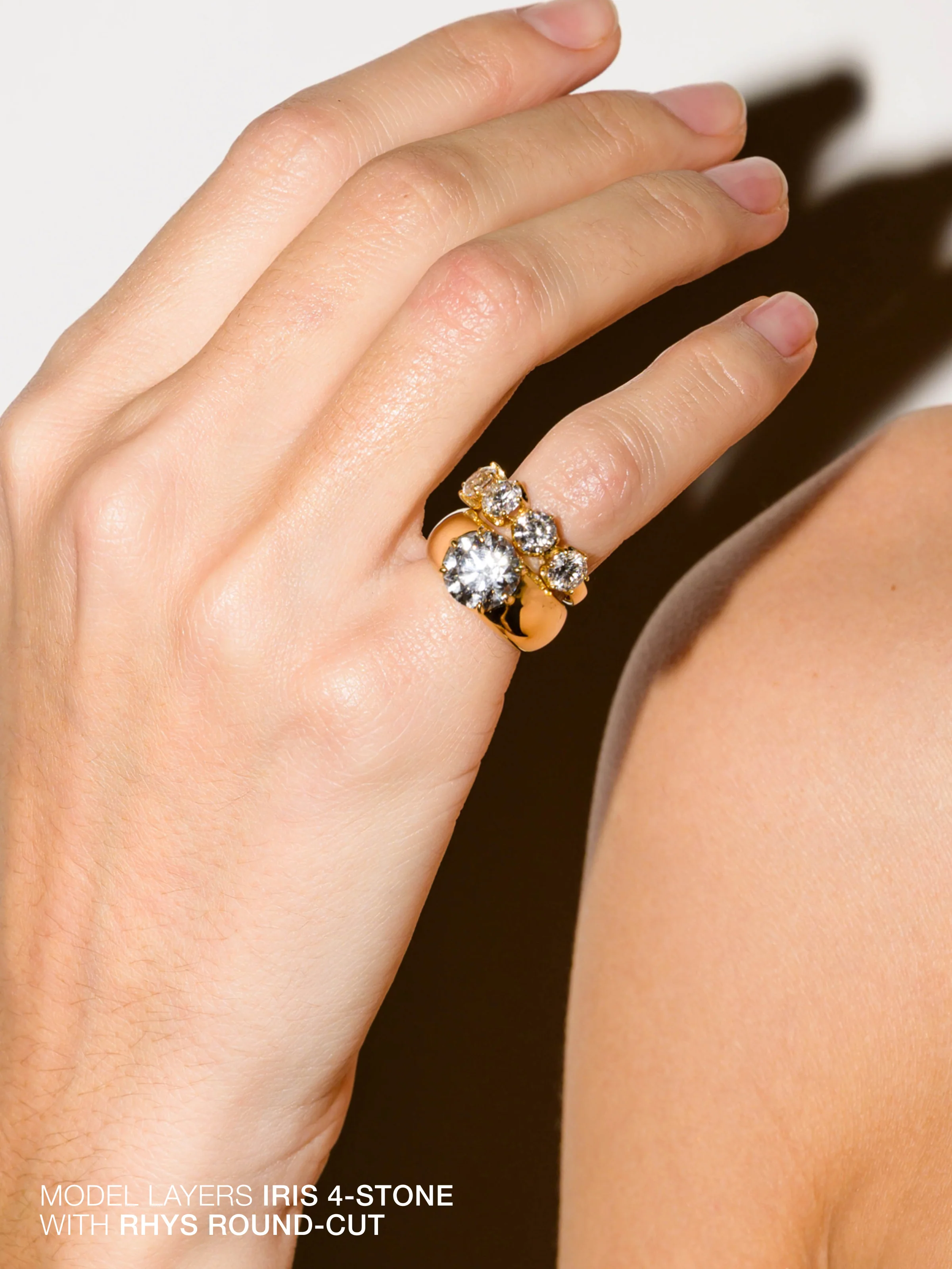 14K IRIS 4-STONE PINKY RING IN LAB DIAMOND, 14K WHITE GOLD - Image 3
