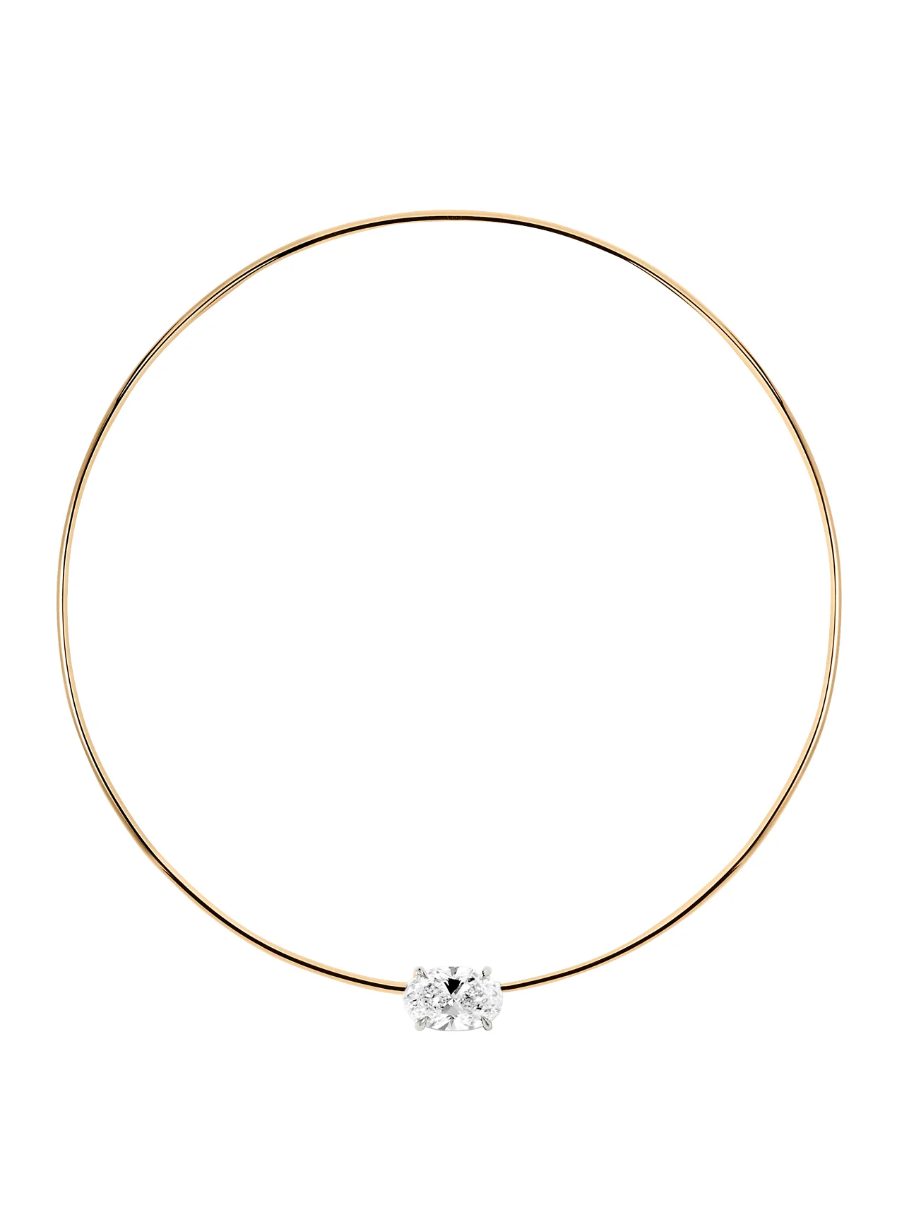 14K ROWE OVAL-CUT COLLAR IN 7 CTS LAB DIAMOND, 14K YELLOW GOLD