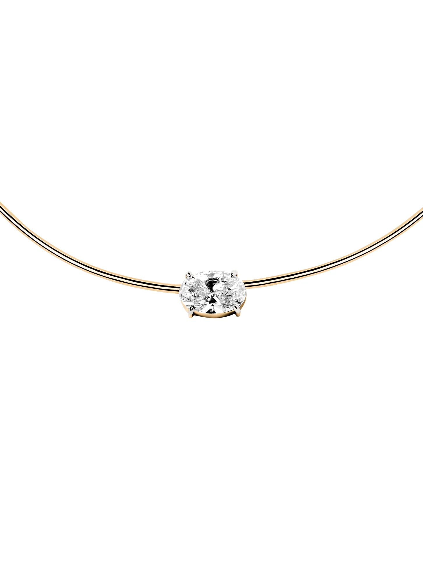 14K ROWE OVAL-CUT COLLAR IN 7 CTS LAB DIAMOND, 14K YELLOW GOLD - Image 2