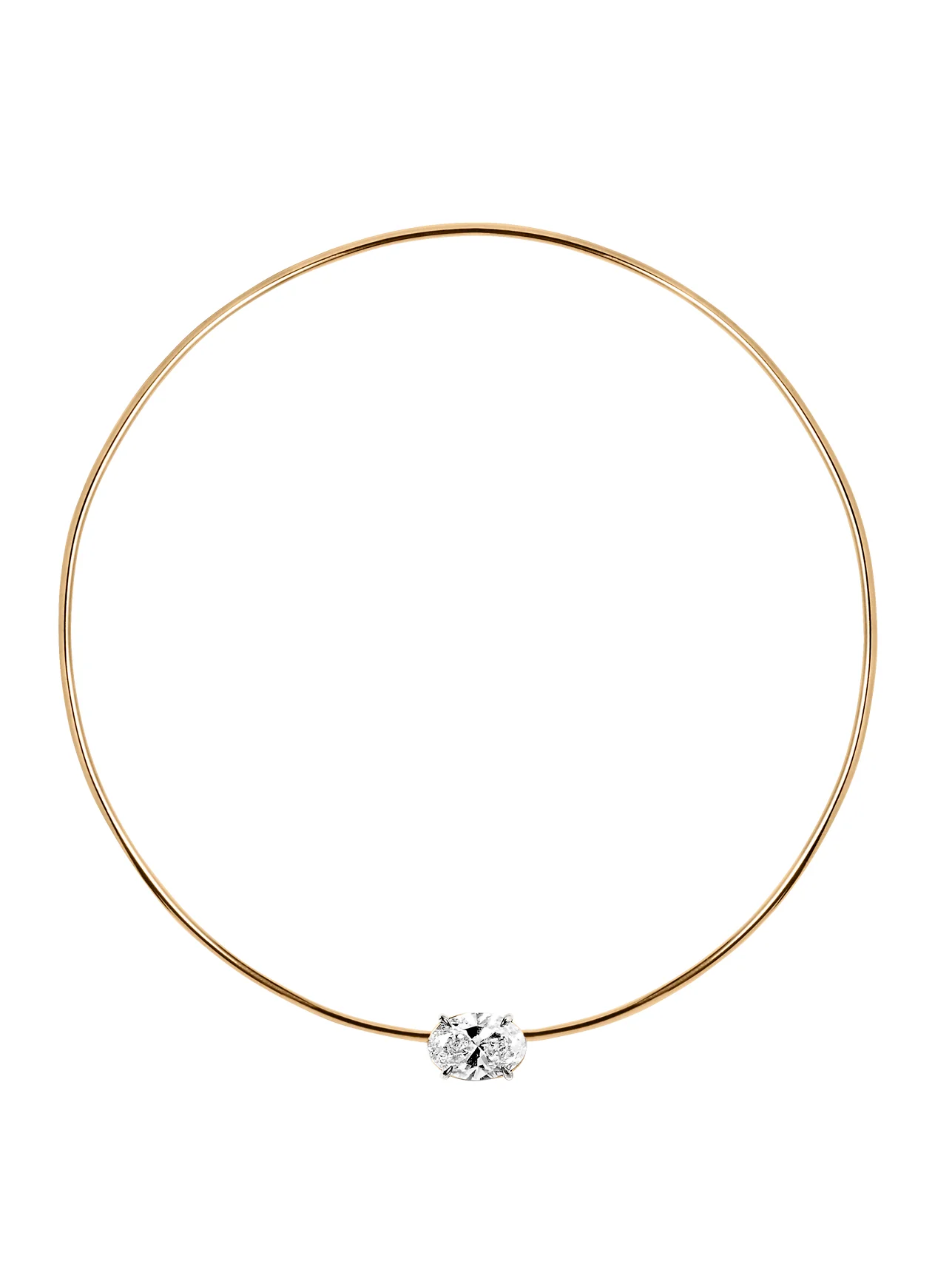 14K ROWE OVAL-CUT COLLAR IN 4 CTS LAB DIAMOND, 14K YELLOW GOLD
