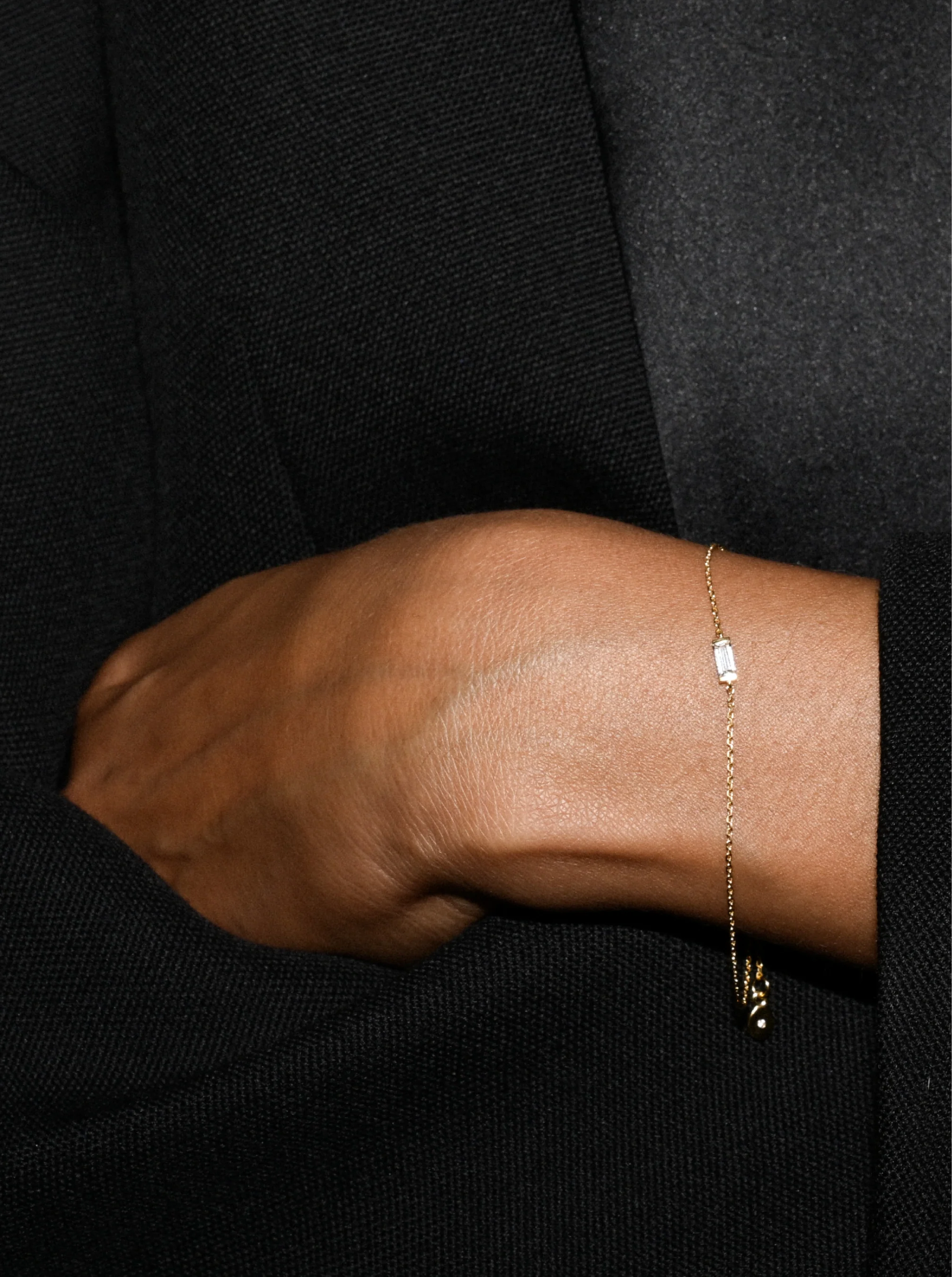 BAGUETTE CHAIN BRACELET IN LAB DIAMOND, STERLING SILVER - Image 4
