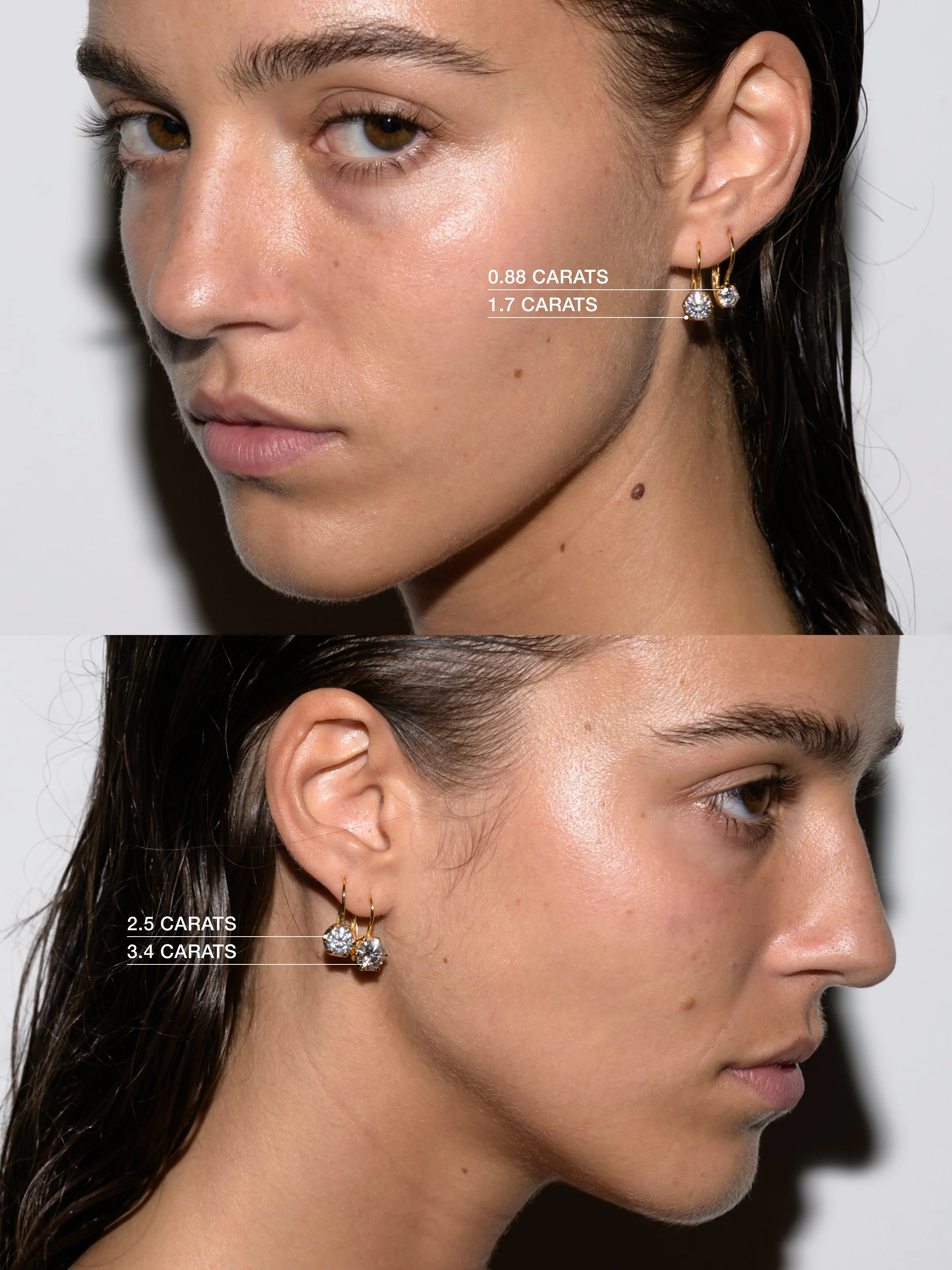 CECILIA EARRINGS IN MOISSANITE, 18K GOLD VERMEIL - Image 3