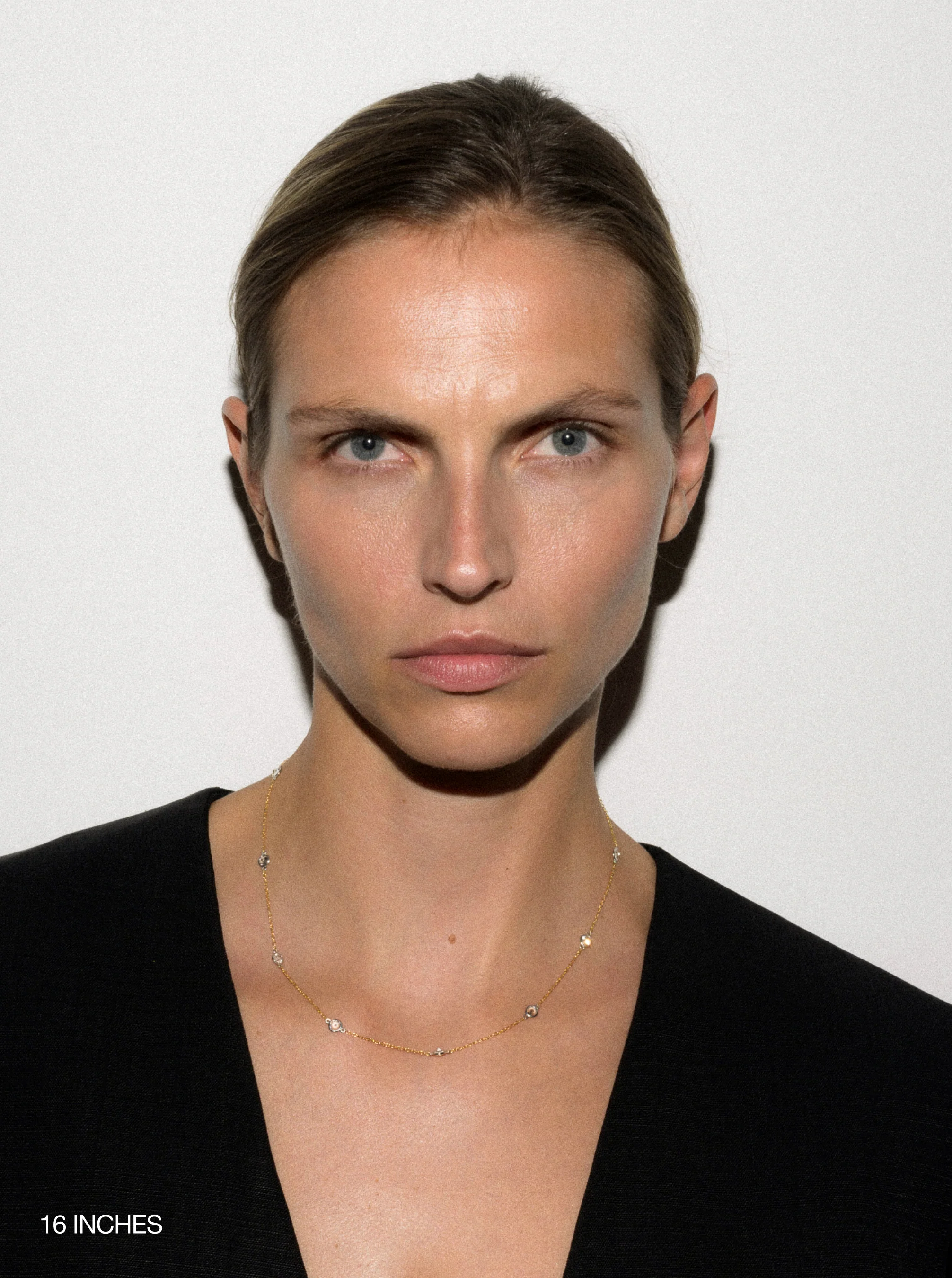 CLEMENCE TWO-TONE NECKLACE IN LAB WHITE SAPPHIRE - Image 3