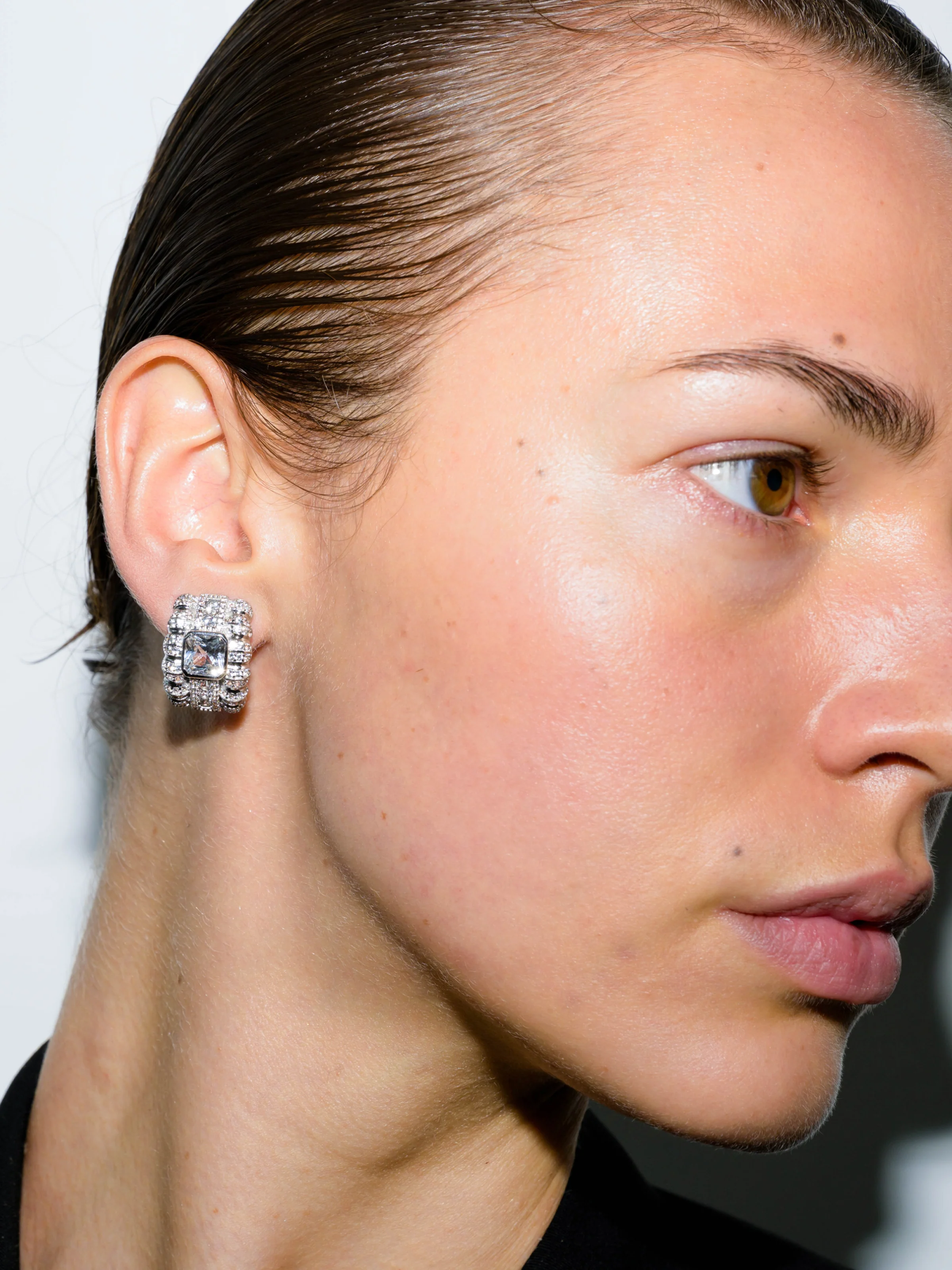 CRAWFORD EARRINGS IN LAB WHITE SAPPHIRE, RHODIUM COATED BRASS - Image 3