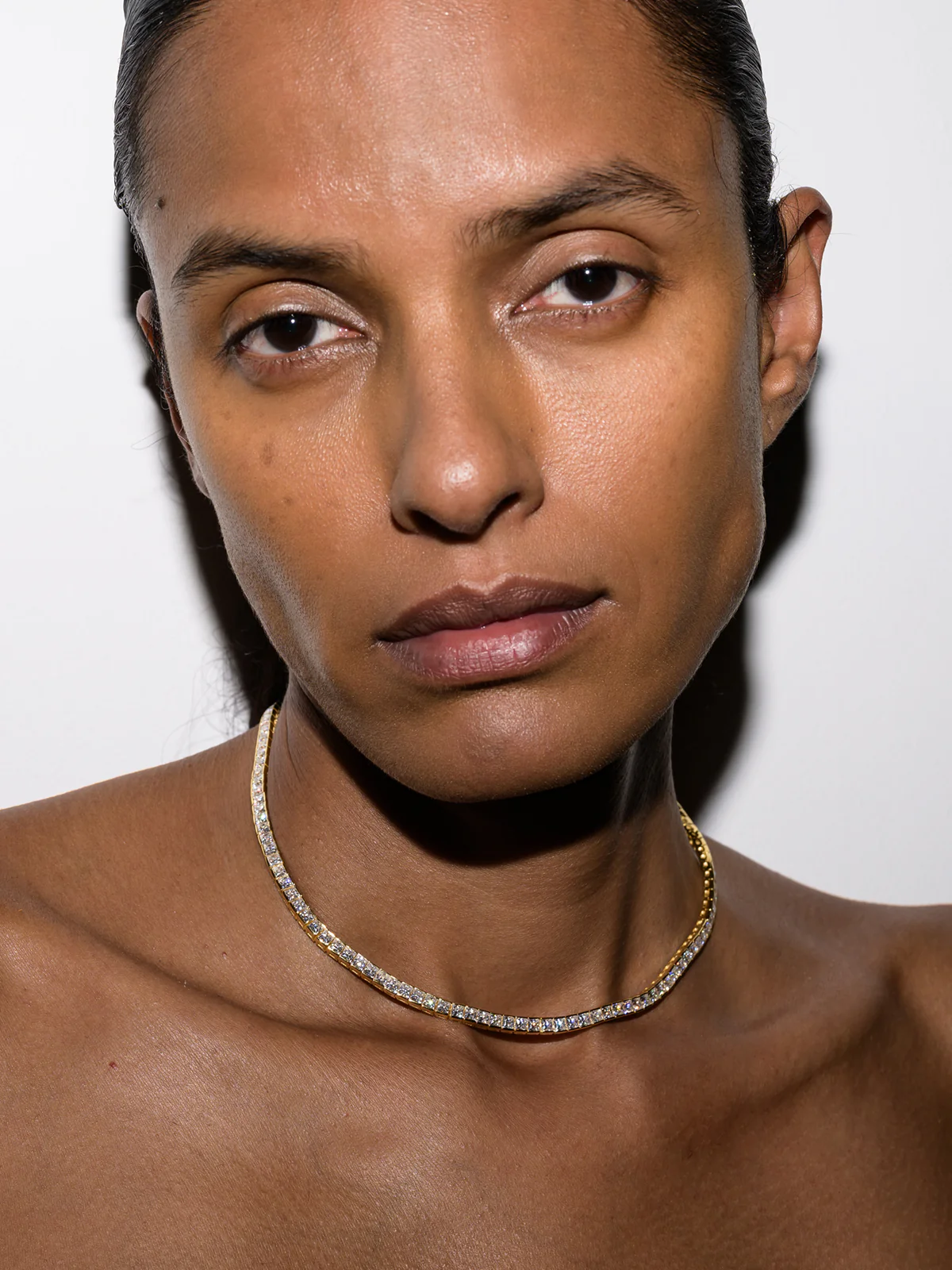 DORSEY PRINCESS-CUT RIVIÈRE NECKLACE IN MOISSANITE, 18K GOLD VERMEIL - Image 4